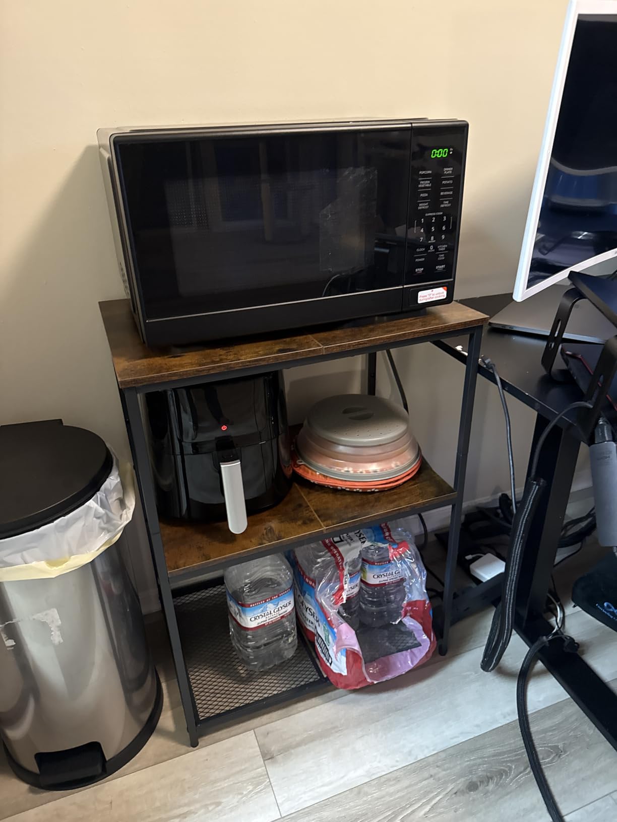 Homleke Kitchen Island with 3 Shelves, Kitchen Shelf with Large Workstation, Bakers Rack, Workbench, Metal Frame, Rustic Brown and Black customer photo 2