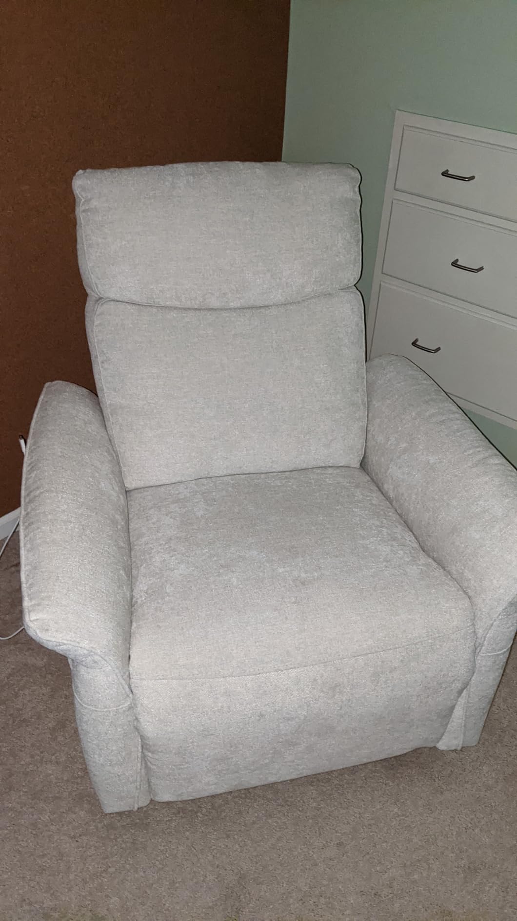 CHITA Power Recliner Chair, Electric Triple-Motor Swivel Glider Nursery Rocking Chair with Adjustable Power Headrest and Lumbar Support, GREENGARD Gold Certified, Solid Wood Base, Khaki Grey customer photo 1