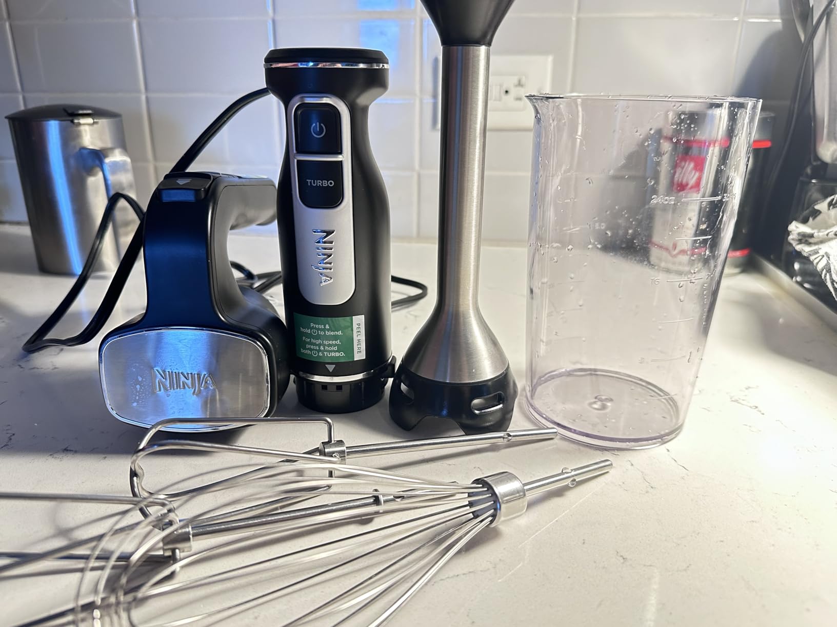 Ninja Immersion Blender and Whisk, Hand Stick Blender, 4 Speeds, with SplatterShield and PanProtect, 4-Cup Blending Vessel, Dishwasher Safe, 5-ft Cord, Ergonomic, Deep Navy, CI201ND customer photo 1