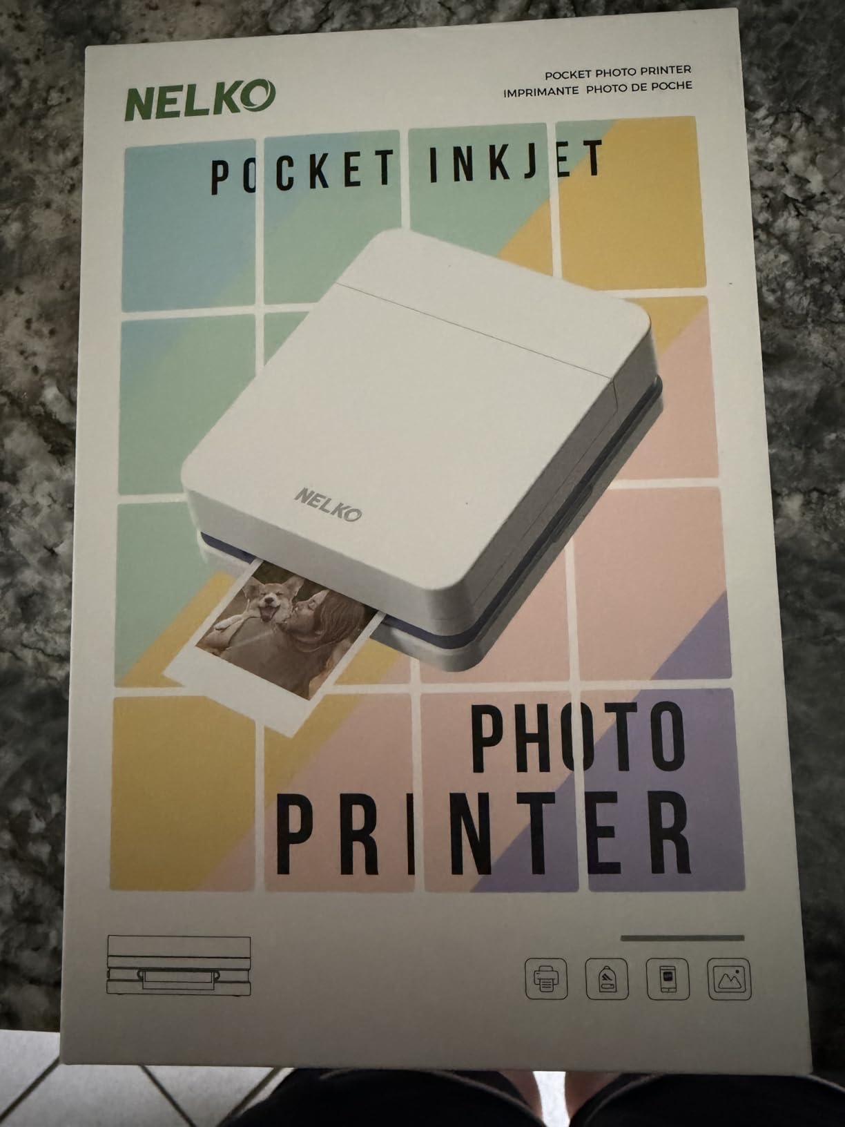 Nelko Photo Printer, 2x3 Portable Wireless Smartphone Printer, PP01 Mini Color Instant Inkjet Printer, Sticky-Back Photos, Bluetooth Compatible with iOS & Android, App Editing, White customer photo 1