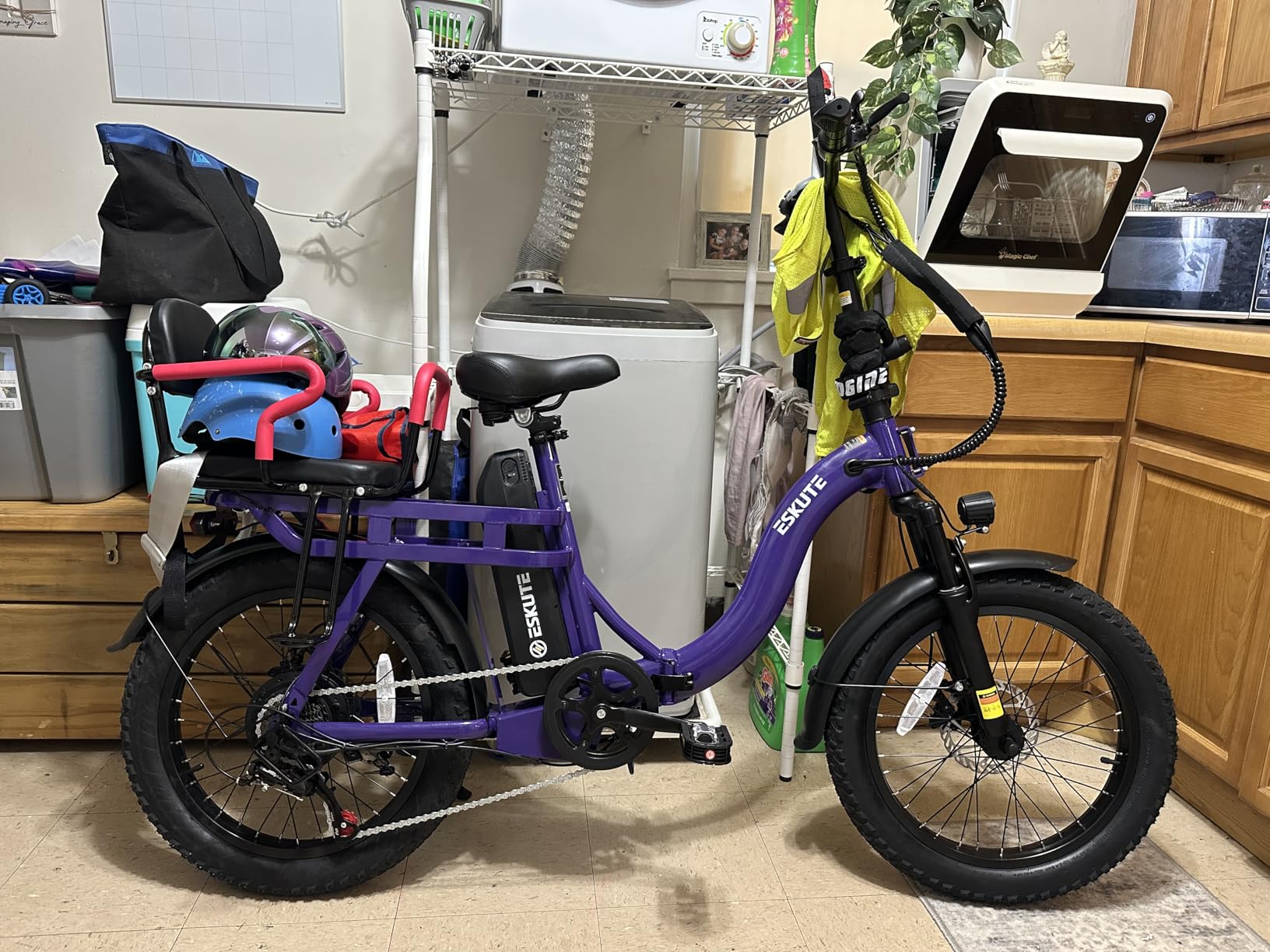 ESKUTE Electric Bike for Adults - 1200W Peak Motor, Folding 20x3 Fat Tire E-Bike, 48V 13Ah Battery, Step-Through Cargo Fold Ebike, NFC Unlock, 20+ MPH, 7-Speed, Up to 55 Miles customer photo 1