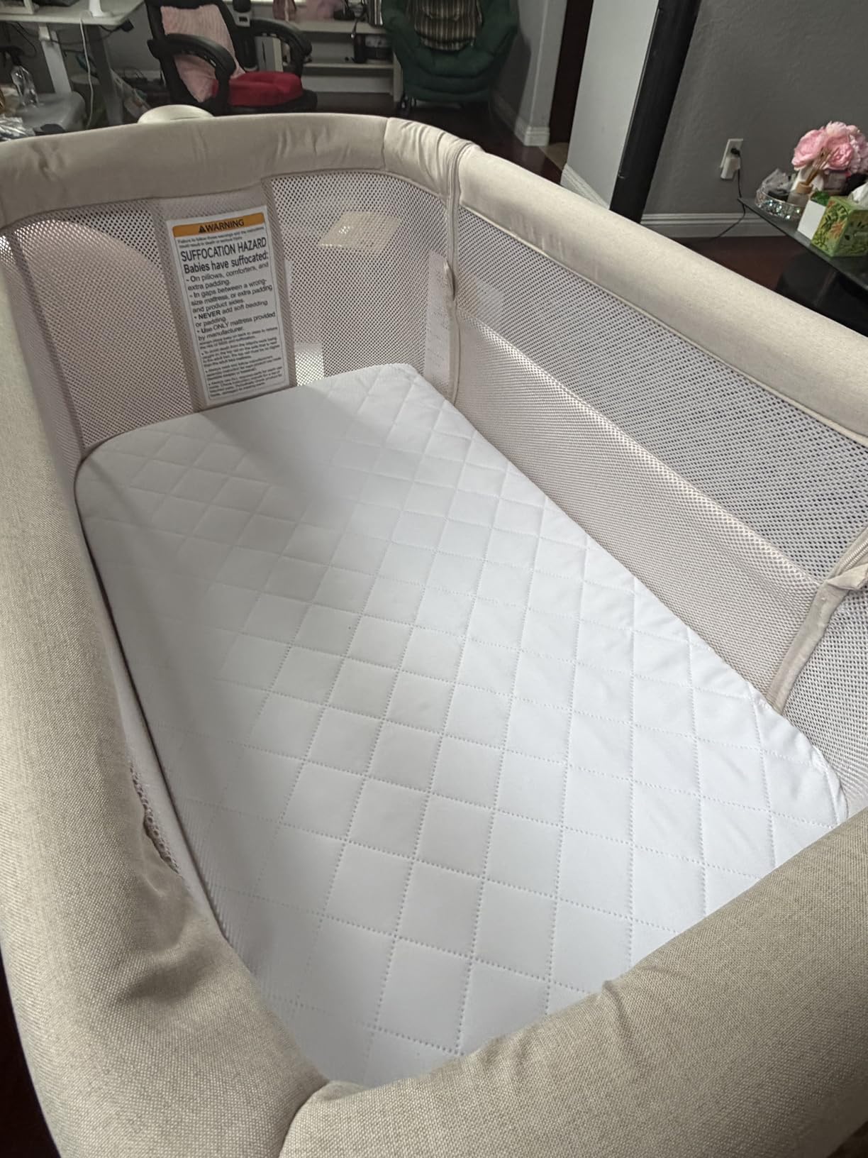 Ezebaby Baby Bassinet Bedside Sleeper: 3-in-1 Rocking Bassinet for Baby - Breathable Full-Mesh Crib with Mattress | 6 Height Adjustable | Portable Crib with Lockable Wheels for Newborns customer photo 1
