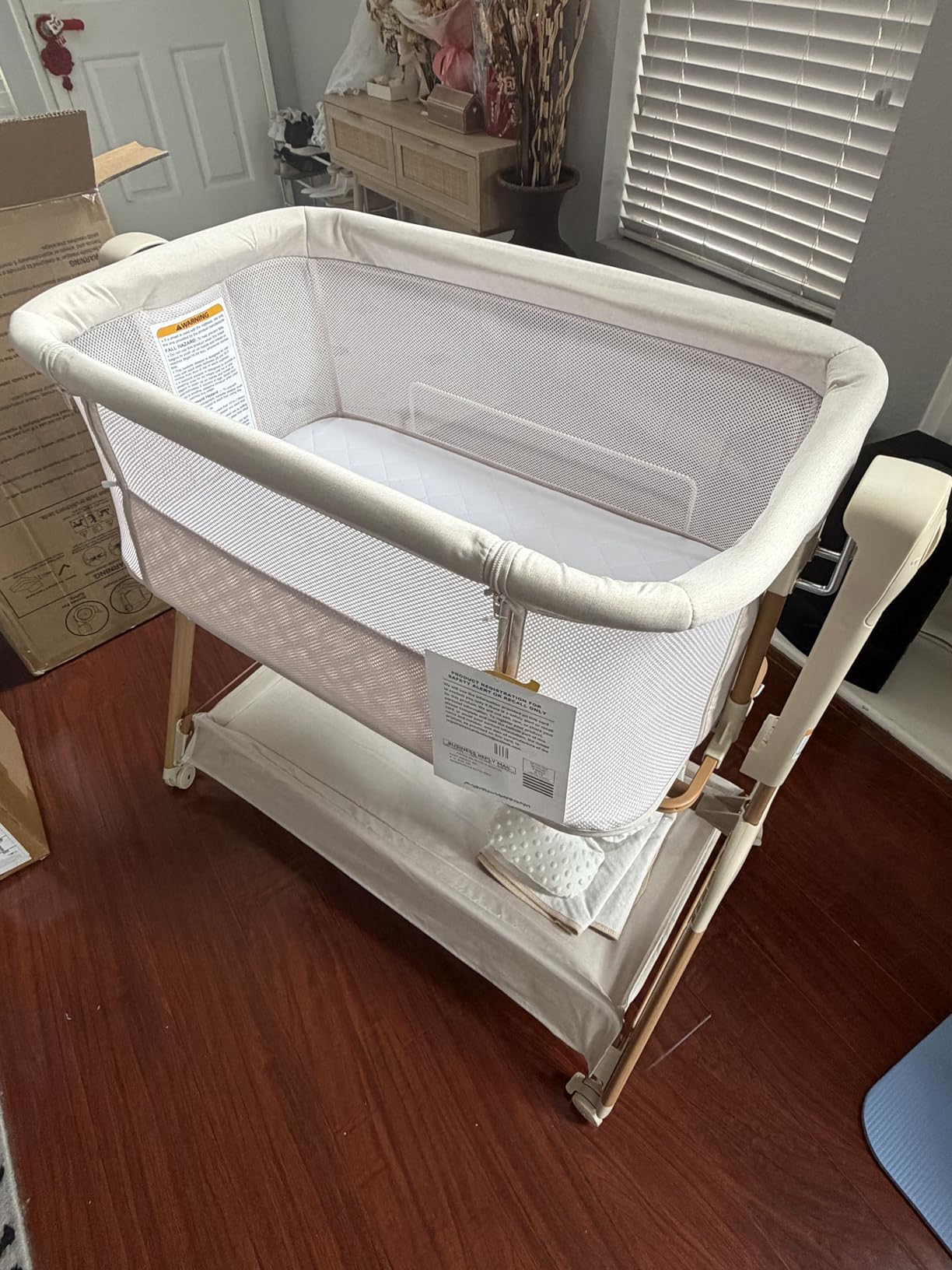 Ezebaby Baby Bassinet Bedside Sleeper: 3-in-1 Rocking Bassinet for Baby - Breathable Full-Mesh Crib with Mattress | 6 Height Adjustable | Portable Crib with Lockable Wheels for Newborns customer photo 2
