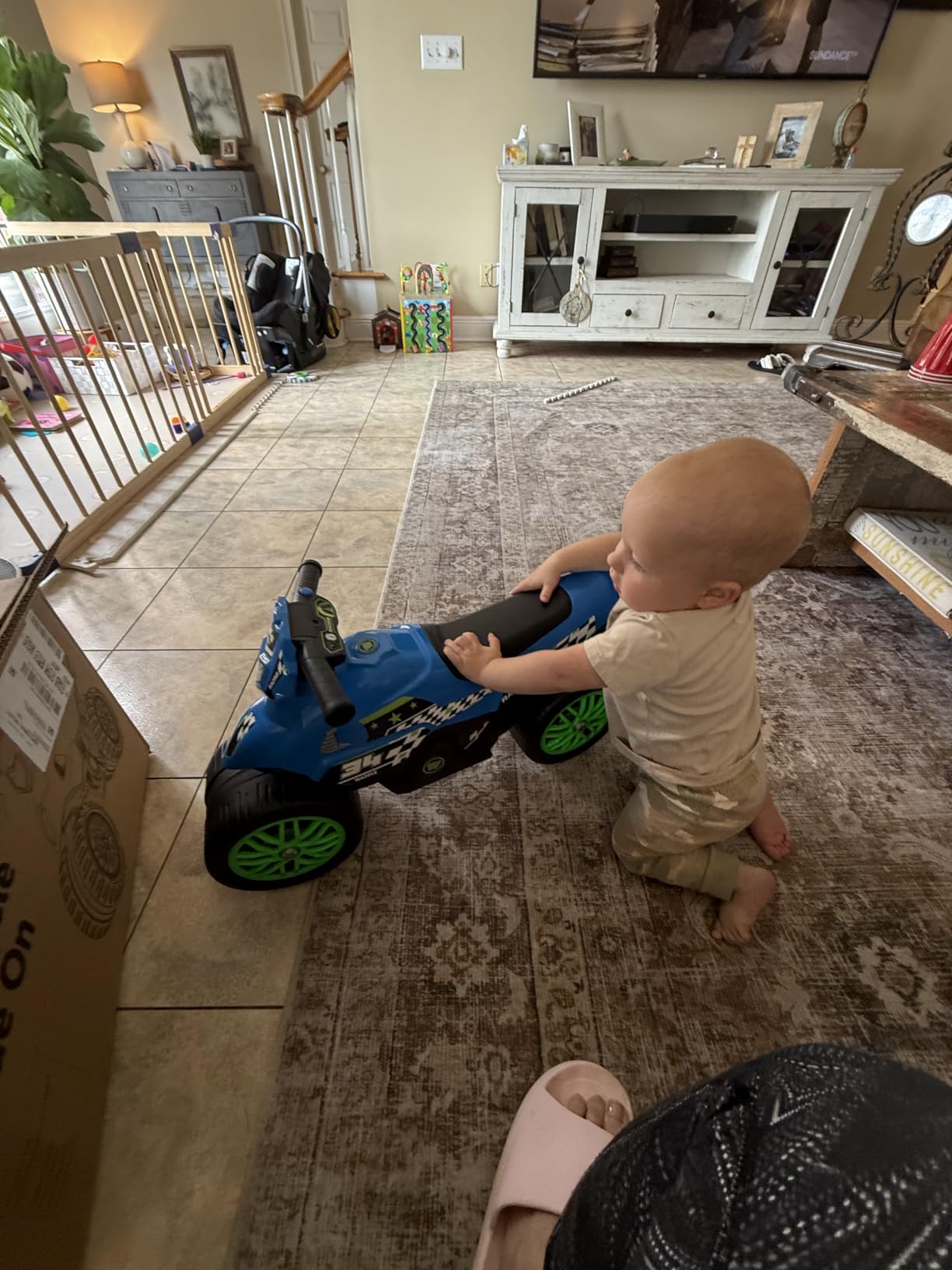 Waddle Kids Motorcycle Balance Bike - Toddler Ride on Toys w/Sounds, Wide Wheel Base, Rubber Coated Wheels, Foot to Floor Toddler Car Up to 44 Lbs, Motorbike for Kids Ages 18 Months to 3 Yrs, Blue customer photo 2