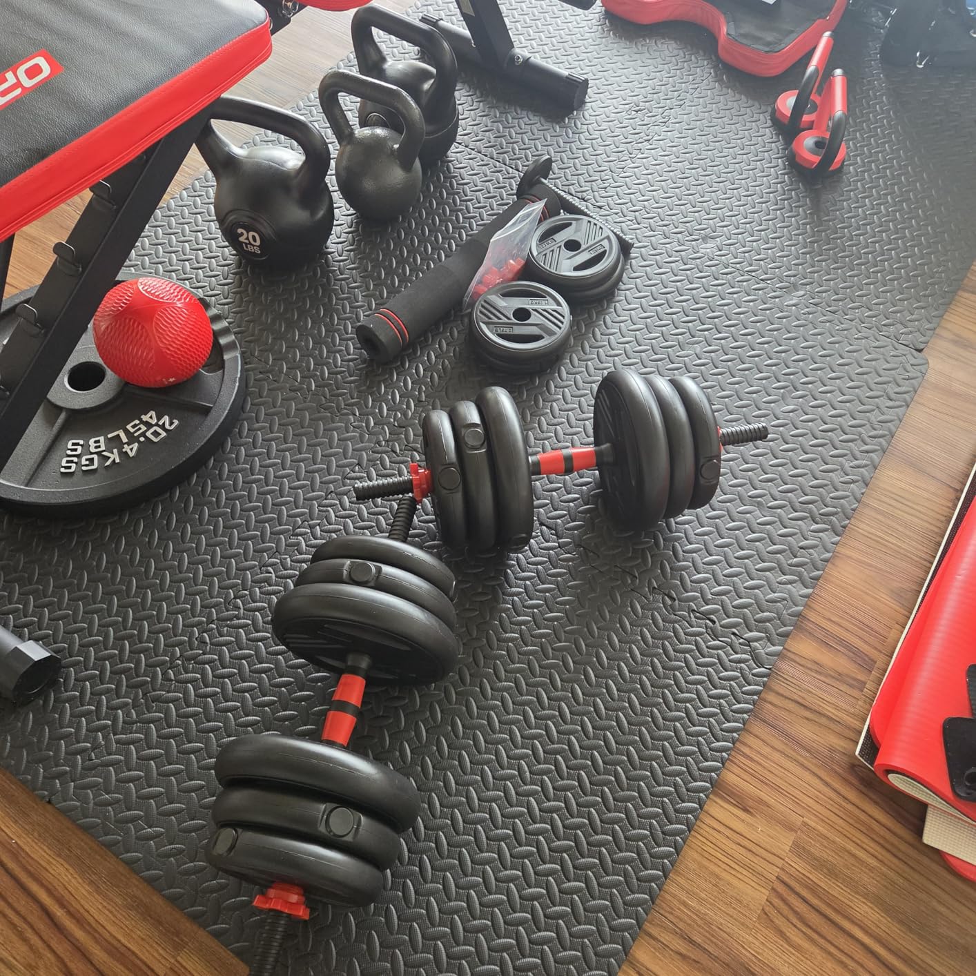 Adjustable Dumbbell Set, 20/30/45/70/90lbs Free Weight Set With Double Locknut, 5-in-1 Dumbbells Set Includes Barbell, Kettlebells, Push up Stand, Weight Plate, Fitness Exercise for Home Gym customer photo 2