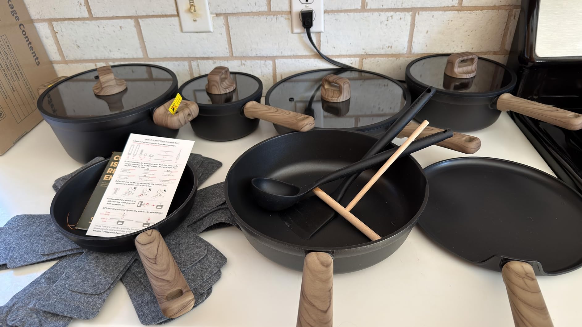 SENSARTE 20Pcs Nonstick Pots and Pans Set, Black Non Stick Cookware Set, Healthy Kitchen Cooking Set, Induction Compatible, Dishwasher Safe, PFOA/PFOS Free customer photo 1