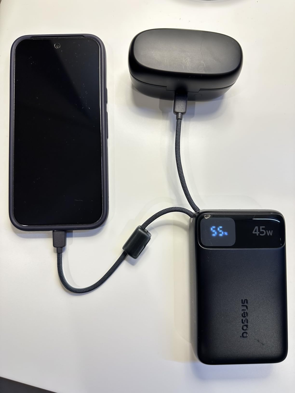 Baseus 20000mAh Compact Portable Charger 45W, CCC Certified Power Bank Built-in USB-C Cables, Travel Essential PD Fast Charging Battery Pack for iPhone 17/16 Series Galaxy S25/S24 Ultra Google iPad customer photo 1