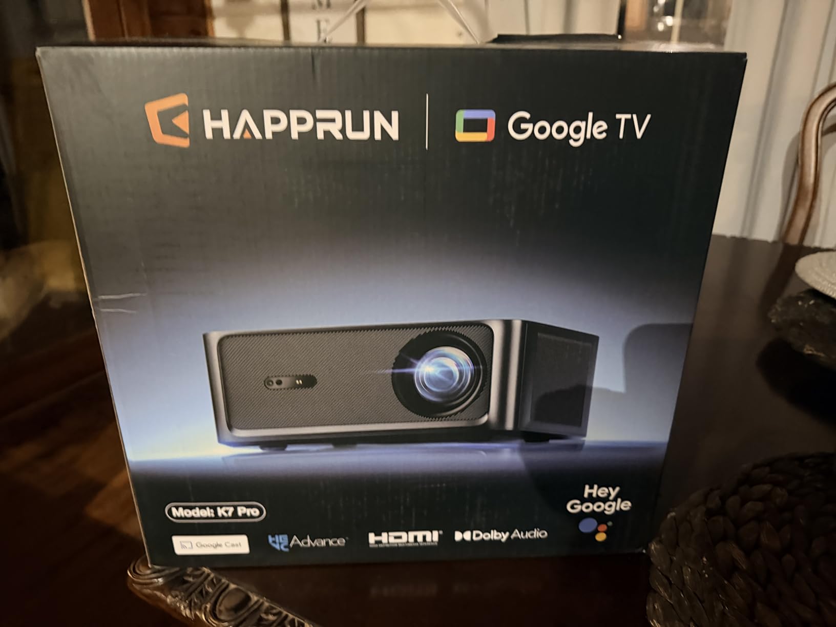HAPPRUN 3000 ANSI Lumens Outdoor Projector with Official Google TV, 4K Supported Smart Movie Projector, Dolby Audio, Auto Focus & Keystone, WiFi 6 and Bluetooth for Indoor & Outdoor Movies, Black customer photo 2