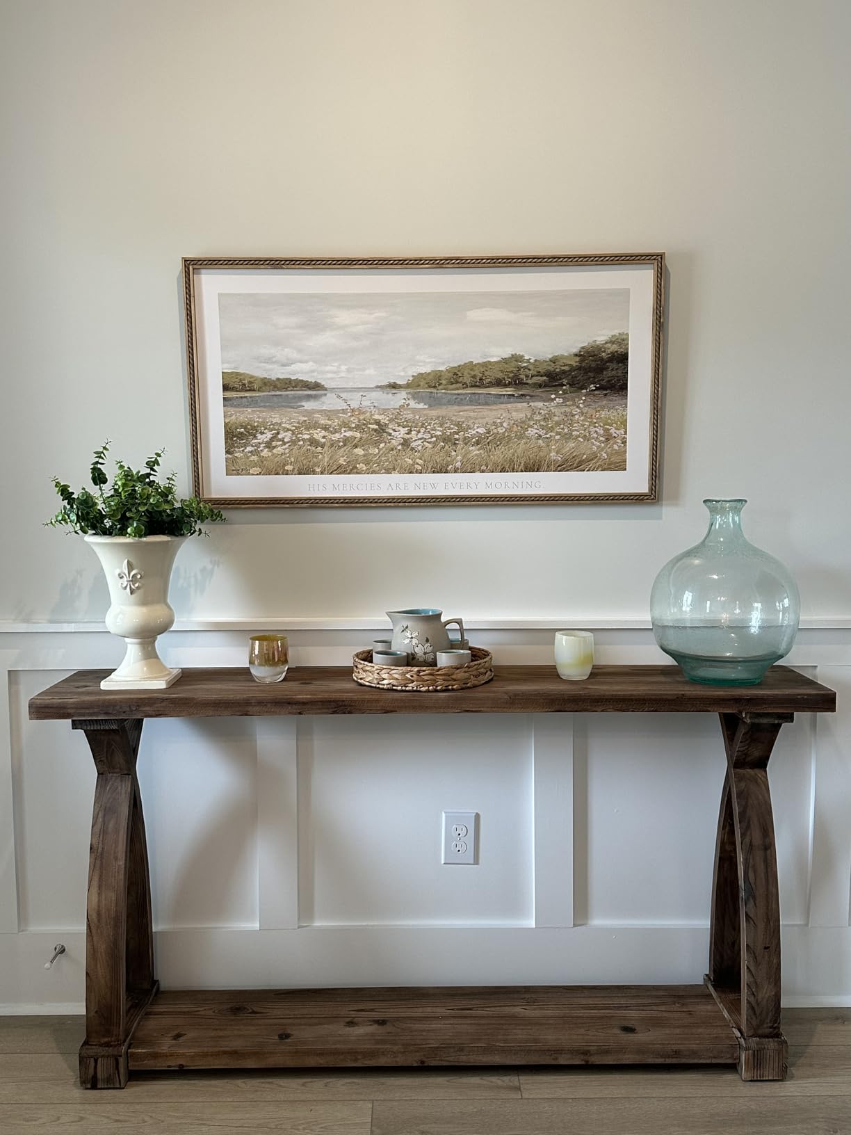Solid Wood Console Table for Entryway, 63-Inch Narrow Farmhouse Couch Table Behind Sofa with 2-Tier Storage for Entrance, Foyer, Living Room, Long, Dark Brown customer photo 2