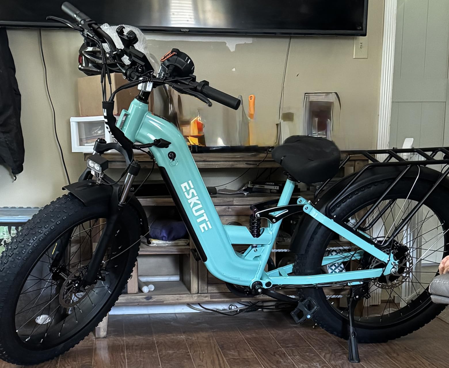 ESKUTE Electric Bike for Adults - 48V 20.8Ah 80 Miles Battery Commuter, 32+MPH, Peak 1500W Brushless Motor, 26x4.0 Fat Tire Step-Thru Cityrun Ebike, 8-Speed, Full Suspensions E-Bike customer photo 1