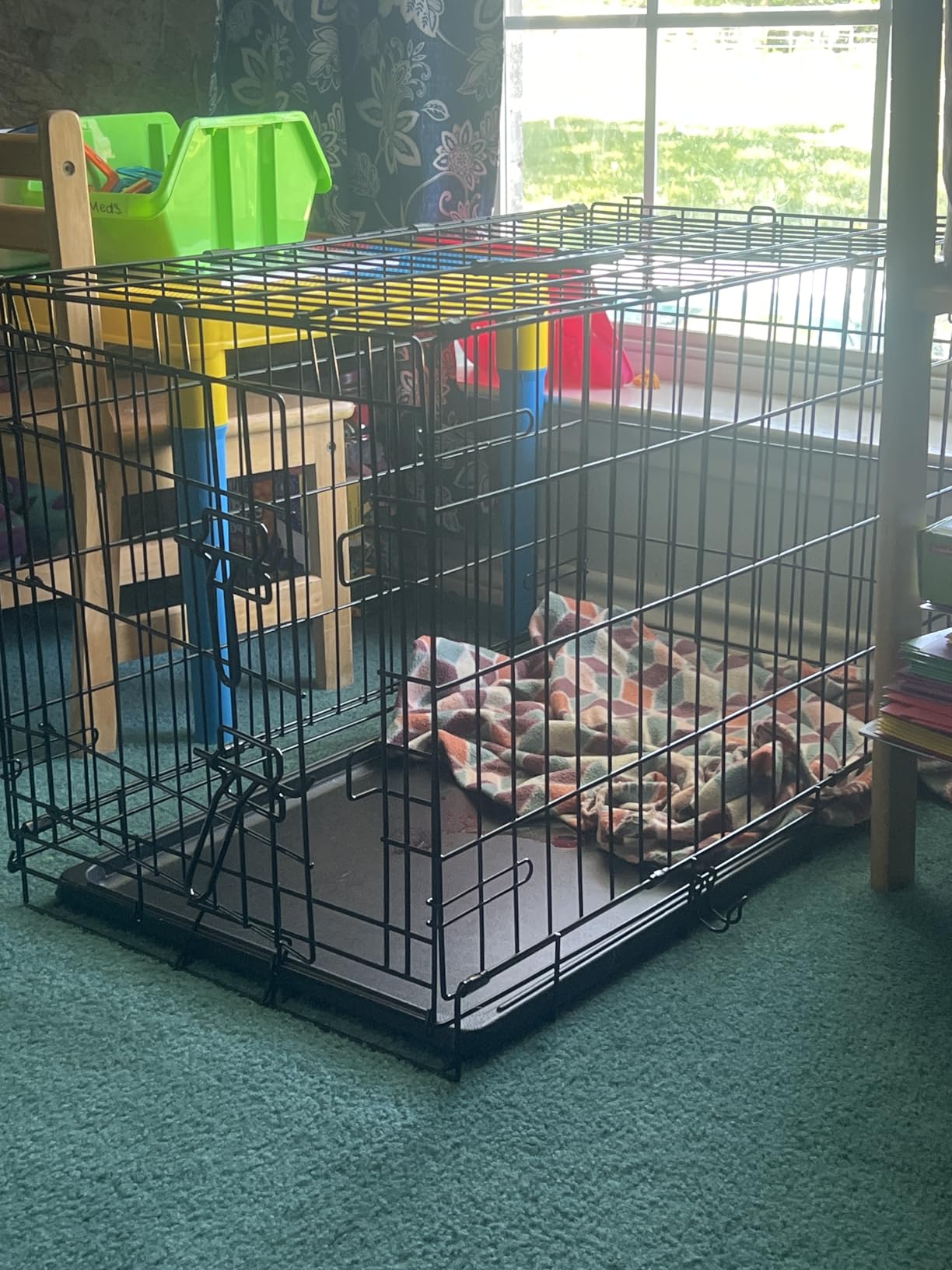 DUMOS Dog Crate, 24 Inch Small Single Door Dog Cage with Plastic Leak-Proof Pan Tray, Folding Metal Wire Pet Kennel for Indoor, Outdoor, Travel, Black customer photo 1