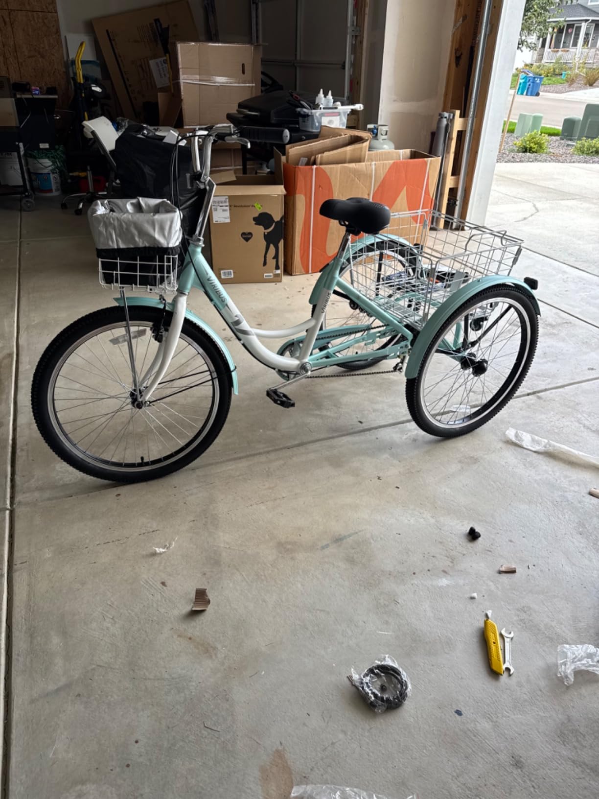 VIRIBUS Tricycle for Adults, 7 Speed Adult Tricycles with Front and Rear Removable Wheeled Baskets, 26 inch 400 lb Capacity customer photo 1