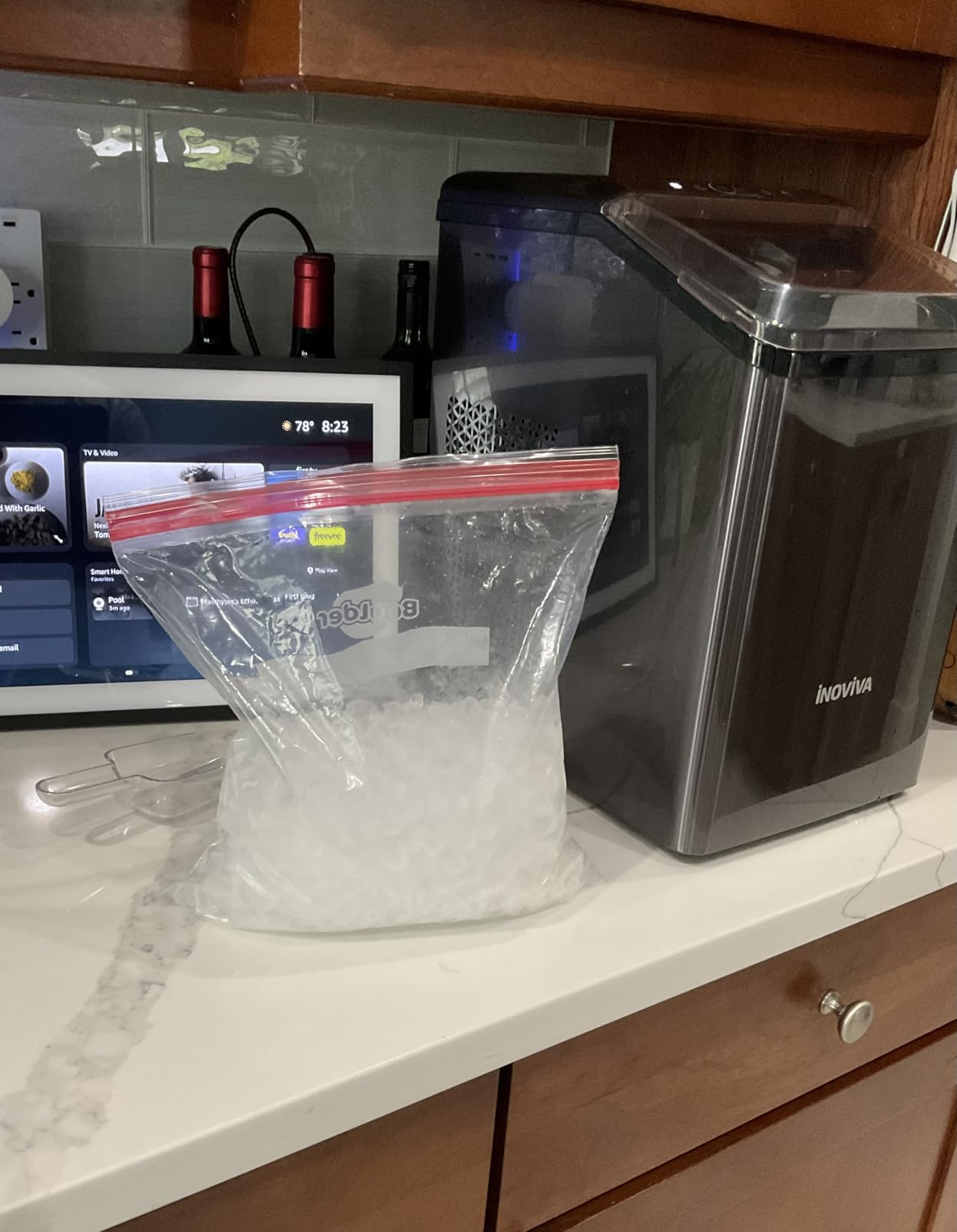 inoviva Nugget Ice Maker Countertop, 40lbs/24H Soft Chewable Pellet Ice Machine with Self-Cleaning, Sonic Ice Maker for Home Kitchen, Office - Black Stainless customer photo 2