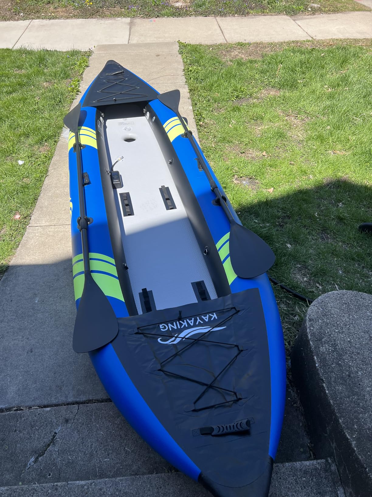 WETURE Inflatable Kayak 2 Person, Fishing Kayaks for Adults, 12.5FT 507 LBS Capacity, Portable Kayak with Luminous Strips, Adjustable Kayak Seat, 2 Paddles, 2 Tail Fins, Pump & Storage Bag customer photo 2