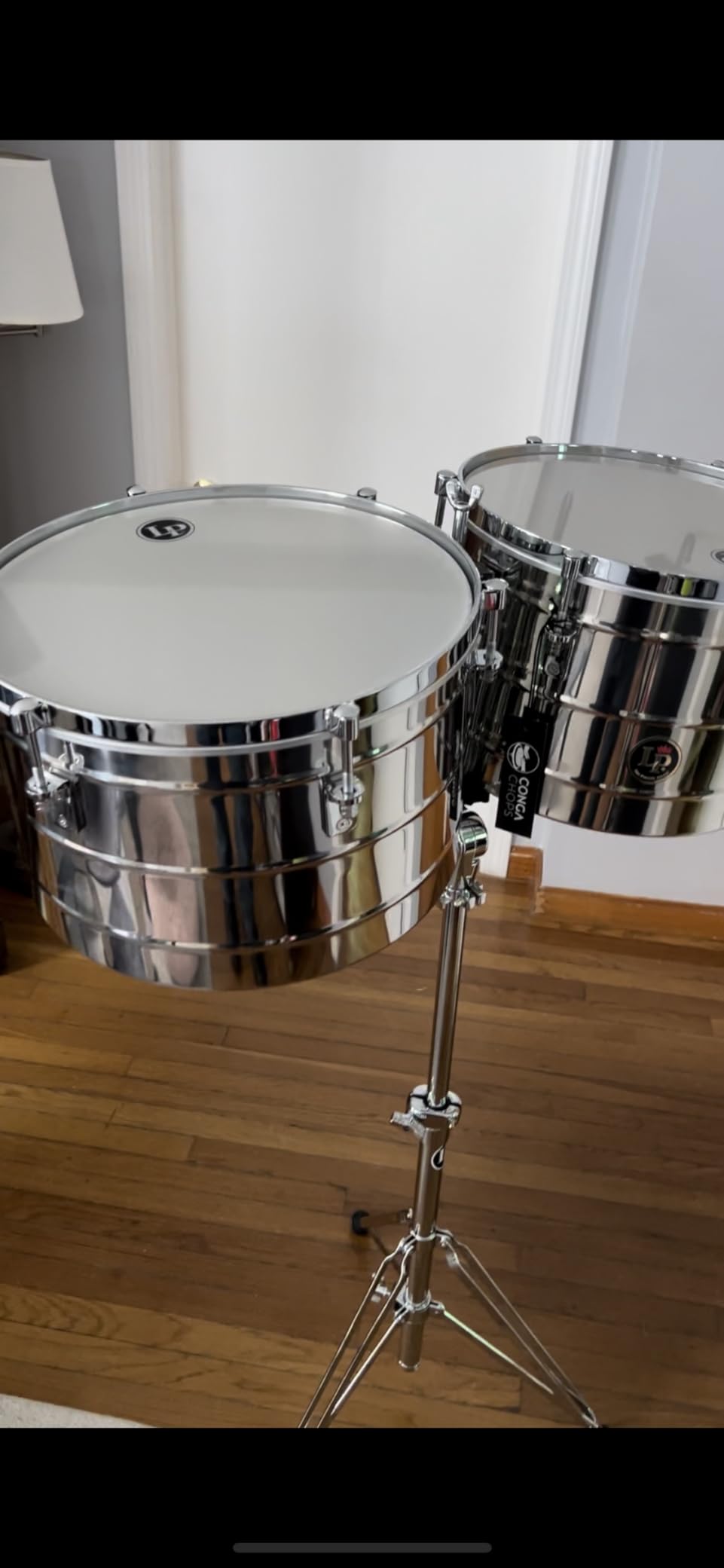 Latin Percussion LP258SLP Tito Puente Thunder Timbales, Steel with Stand customer photo 2