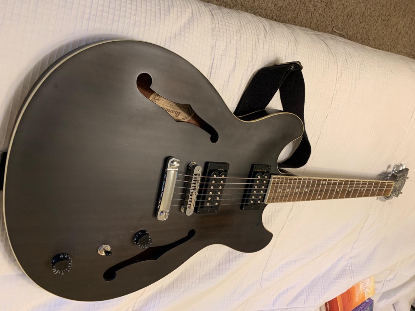 Ibanez Artcore AS53 Semi-Hollow Body Electric Guitar, Transparent Black Flat customer photo 7