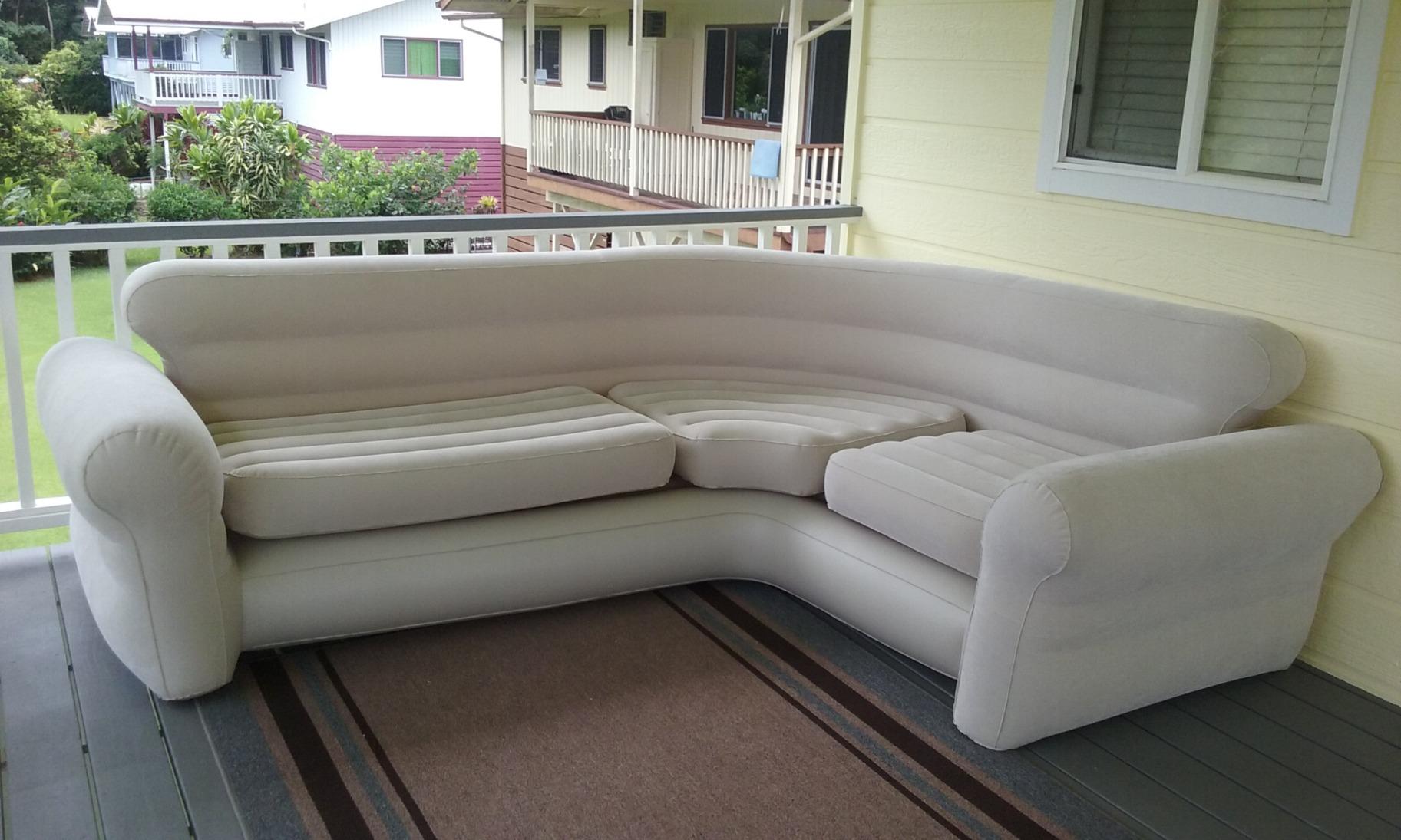Intex Inflatable Corner Sofa, L-Shaped Couch with 880 lb. Weight Capacity, 2-in-1 Valve for Easy Indoor Setup, 101