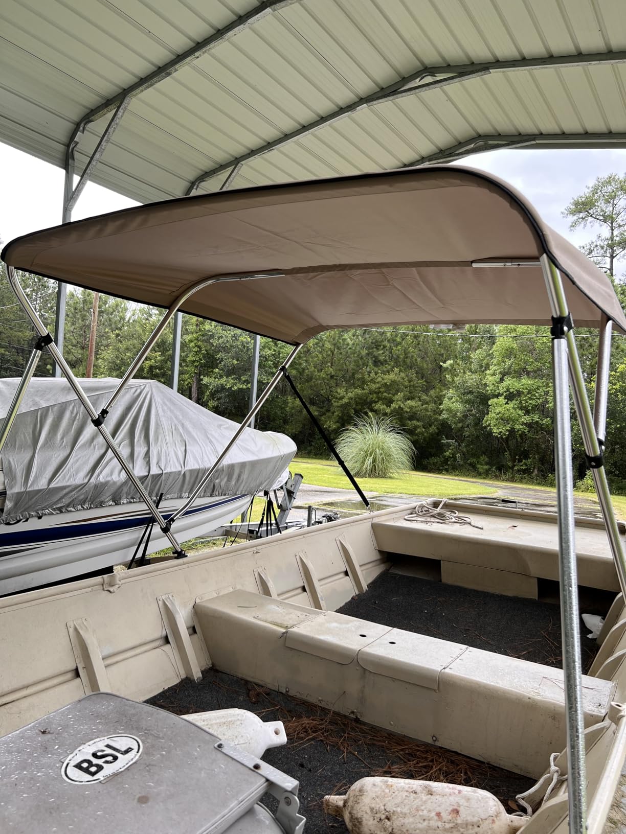 Leader Accessories 3 Bow 4 Bow Bimini Top Cover for Boat, 10 Colors, Includes 4 Straps, 2 Rear Support Poles, 1