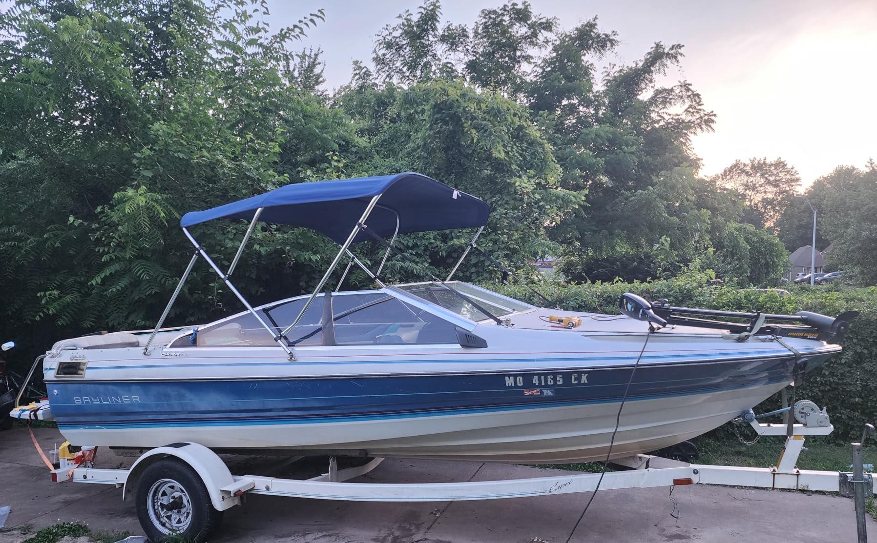 MSC 3 Bow 4 Bow Bimini Top Boat Cover, 600D Solution Dyed Polyester, 2 Support Poles & 4 Adjustable Straps Included customer photo 2