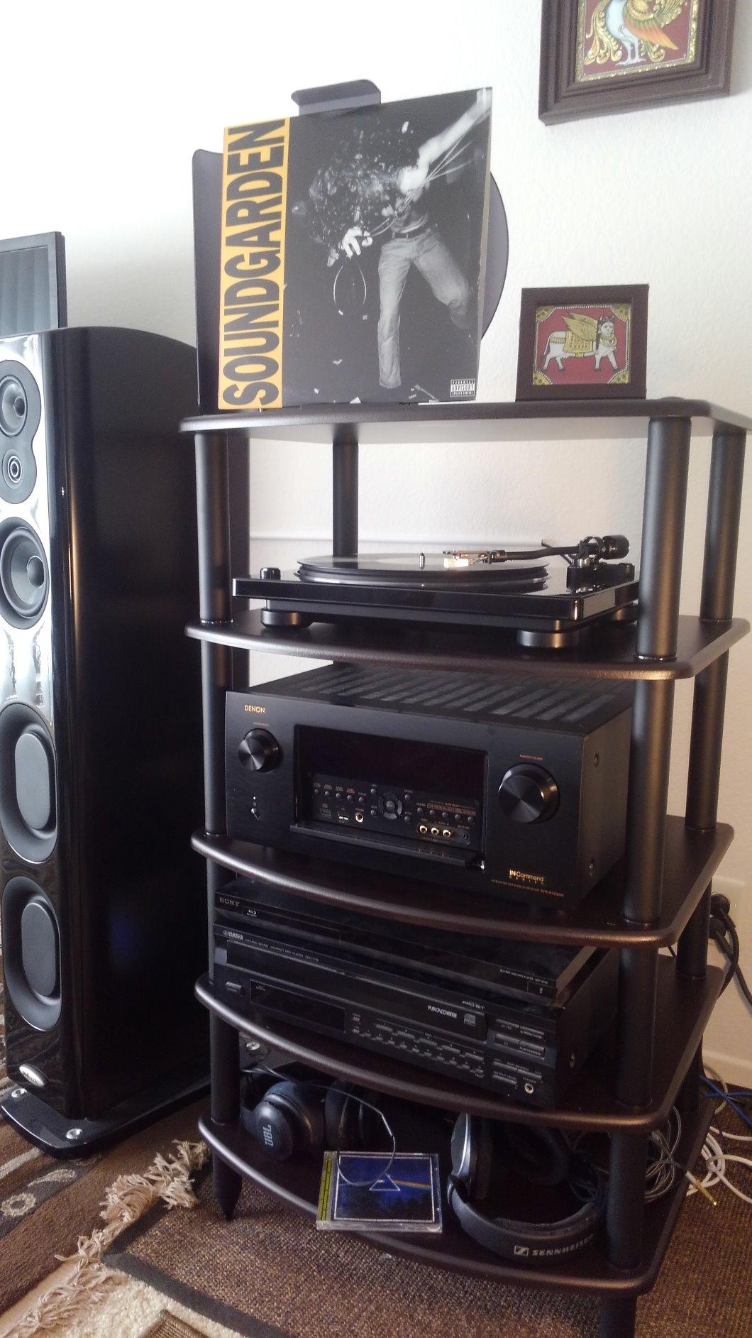 Pangea Audio Vulcan Four Shelf Audio Rack, Media Stand, and Components Cabinet 4 Shelf Rosenut Red customer photo 1