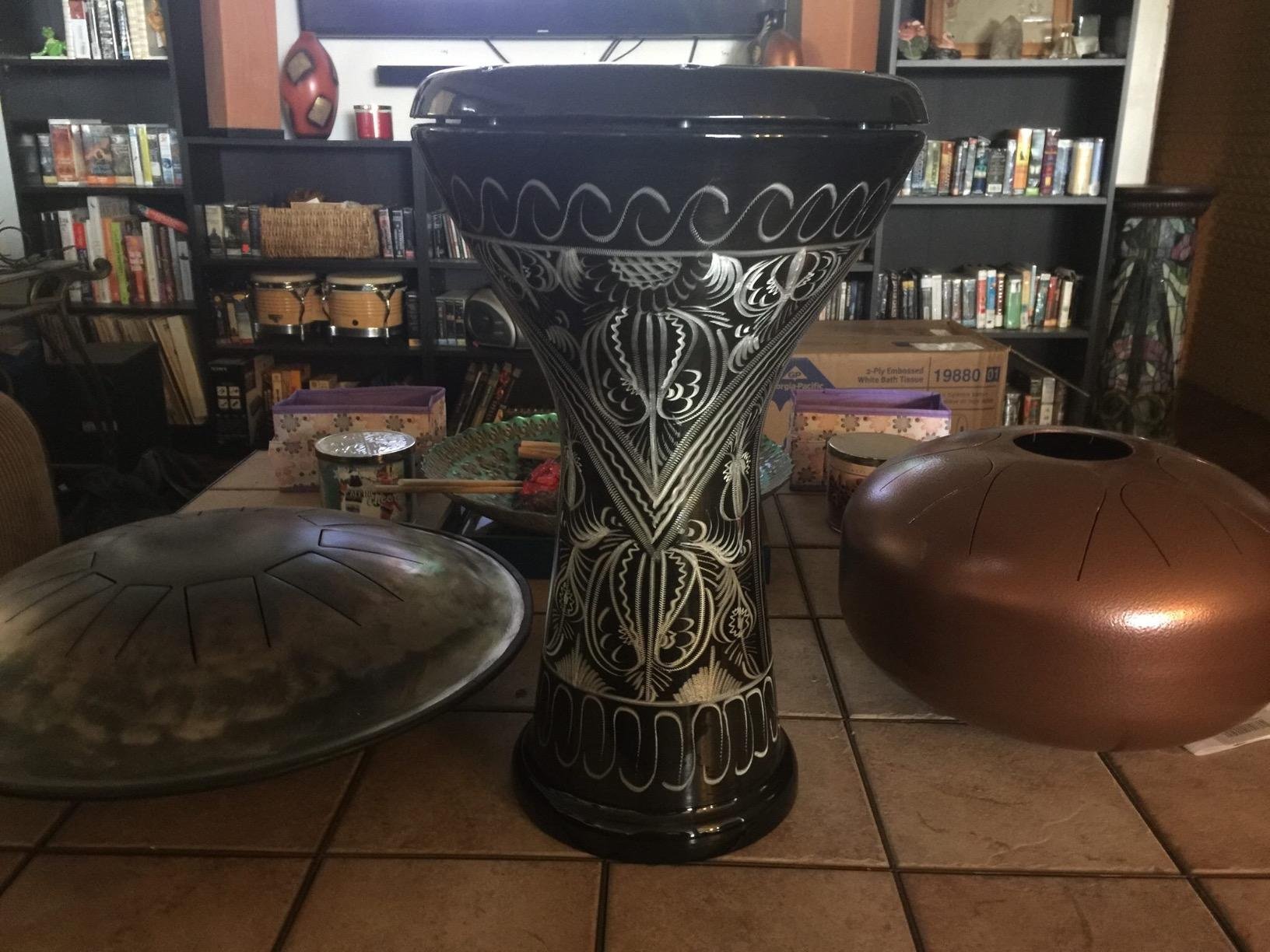 Doumbek Egyptian Goblet Drum, Hand Engraved - MADE IN TURKEY - Synthetic Head, 2-YEAR WARRANTY customer photo 2