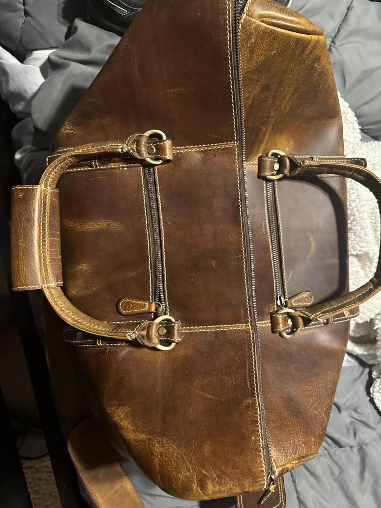 Leather Travel Duffel Bag | Gym Sports Bag Airplane Luggage Carry-On Bag | Gift for Father's Day By Aaron Leather Goods customer photo 1