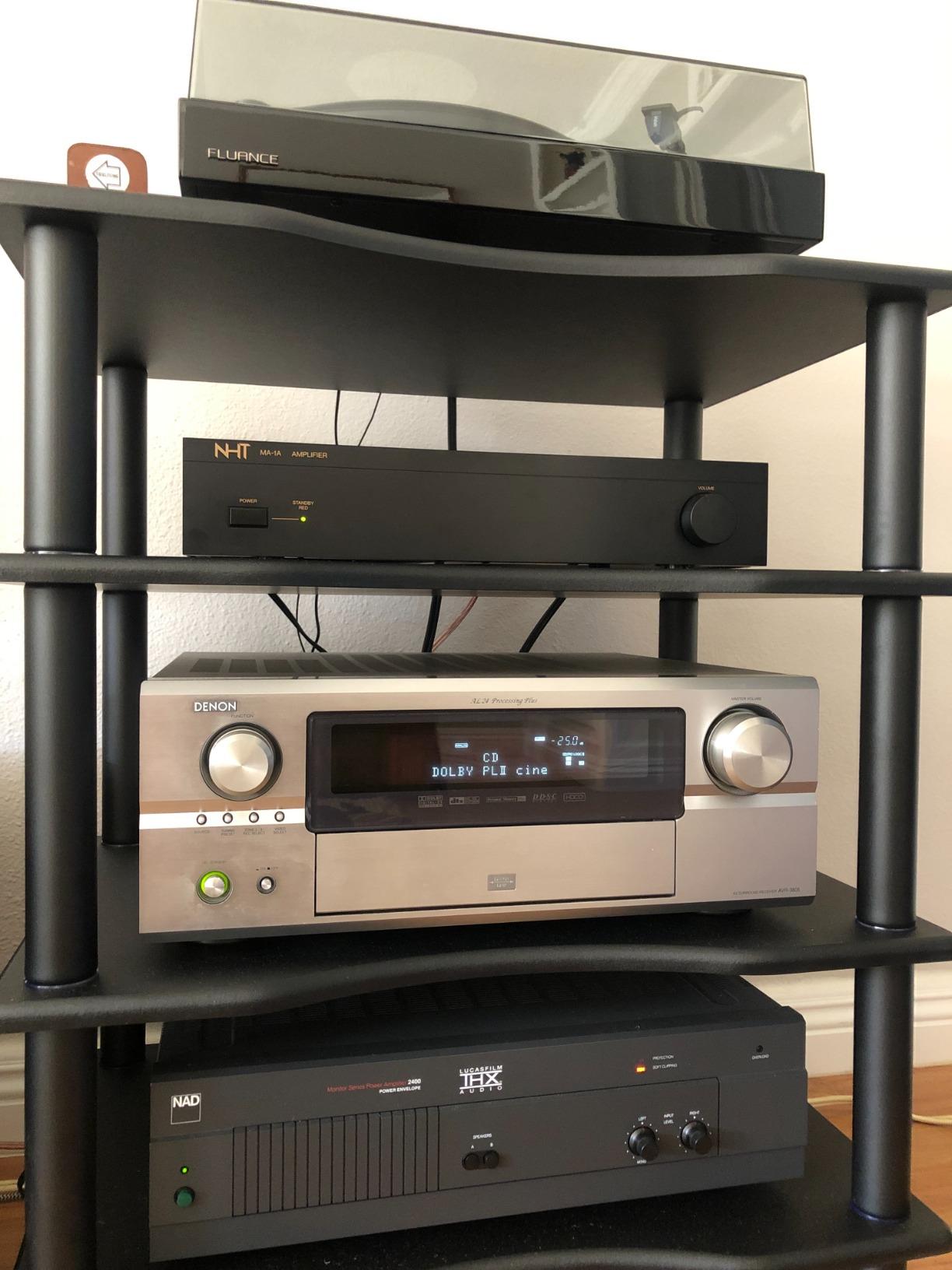 Monolith 4 Tier Shelf Audio Stand - Open Air Storage, Modular Design, Sturdy, Compatible with Bose, Polk, Sony, Yamaha, Pioneer and Others, Black customer photo 1