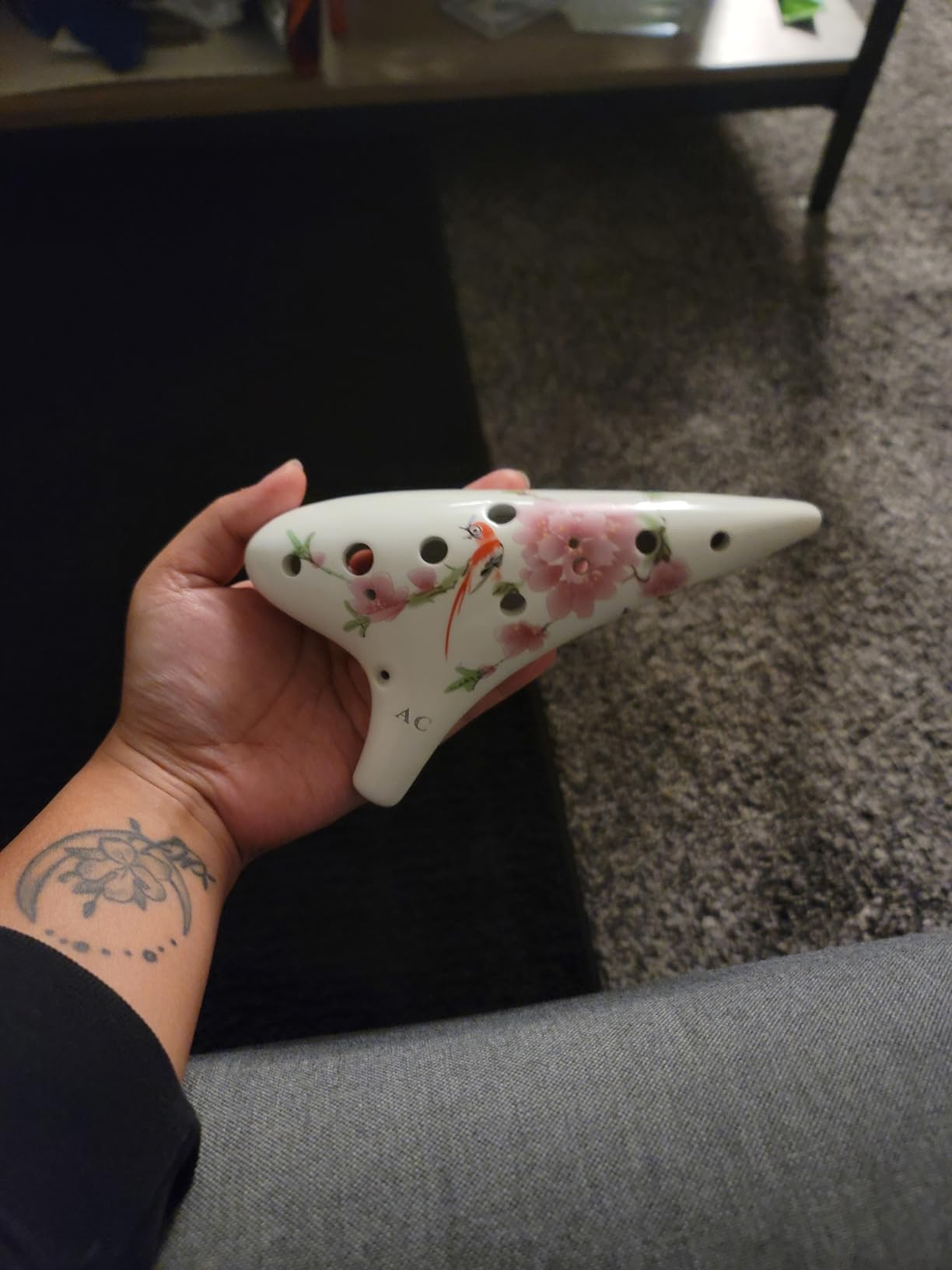 OcarinaWind 12 Hole Ceramic Tenor C Ocarina - Bird Loves Flower | Handcrafted Collectible customer photo 1