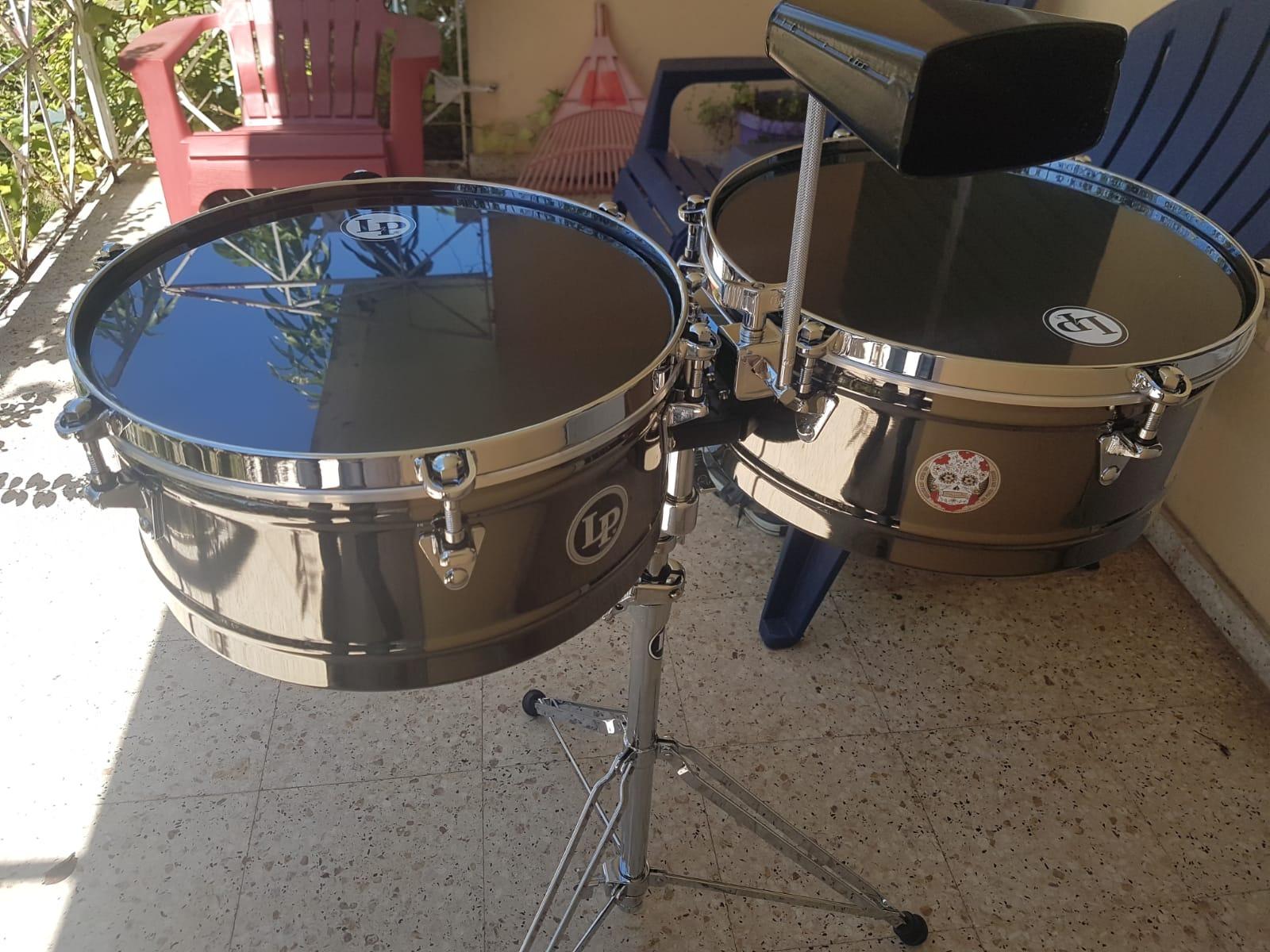 Latin Percussion Karl Perazzo Top-Tuning Timbales, Black Nickel, 14