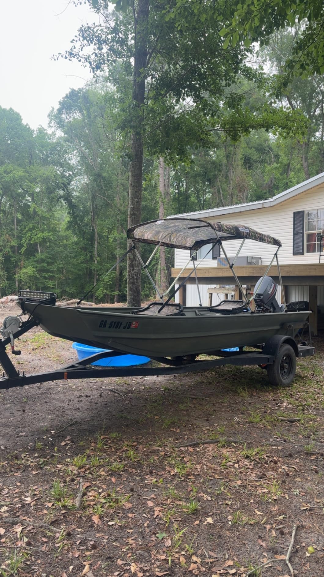 KING BIRD 3-4 Bow Bimini Boat Top Cover, Sun Shade Boat Canopy, Waterproof 1 Inch Stainless Aluminum Frame, 46