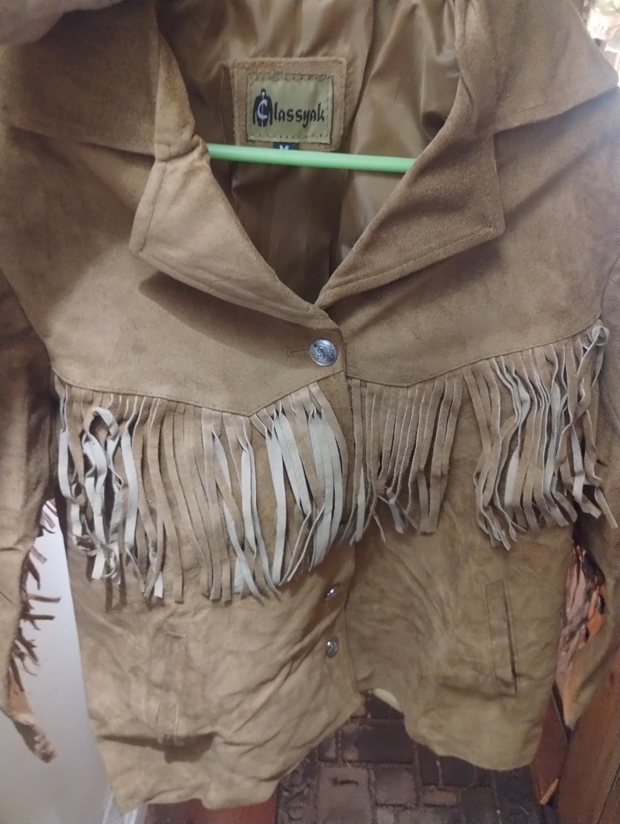 Classyak Women's Fashion Stylish Suede Leather Fringed Jacket customer photo 1