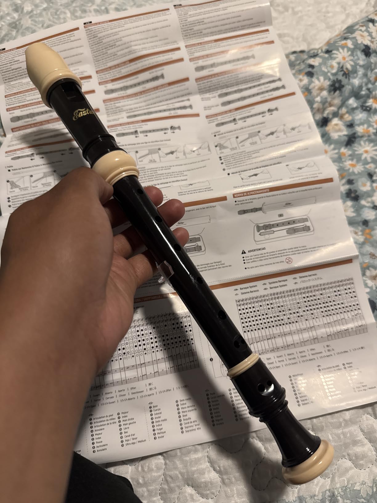 Eastar Soprano Recorder Instrument for Kids Beginner, Baroque Fingering C Key with Cleaning Kit, Thumb Rest, Cotton Bag, Fingering Chart, ERS-21BN, Natural, School-Approved customer photo 1