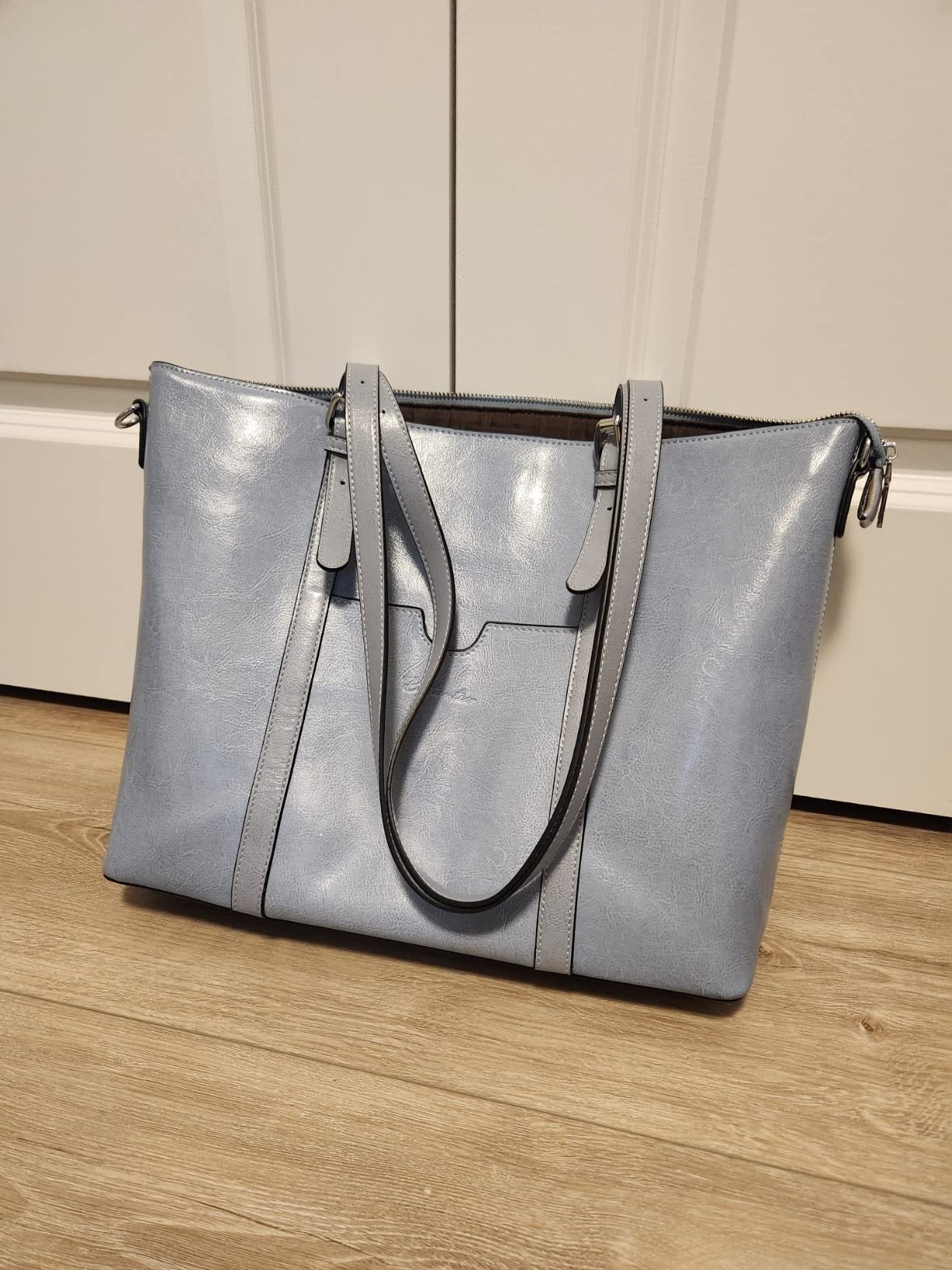 BOSTANTEN Leather Laptop Bag Work Tote for Women Shoulder Handbag Briefcase 15.6 inch Satchel Computer Bag customer photo 2