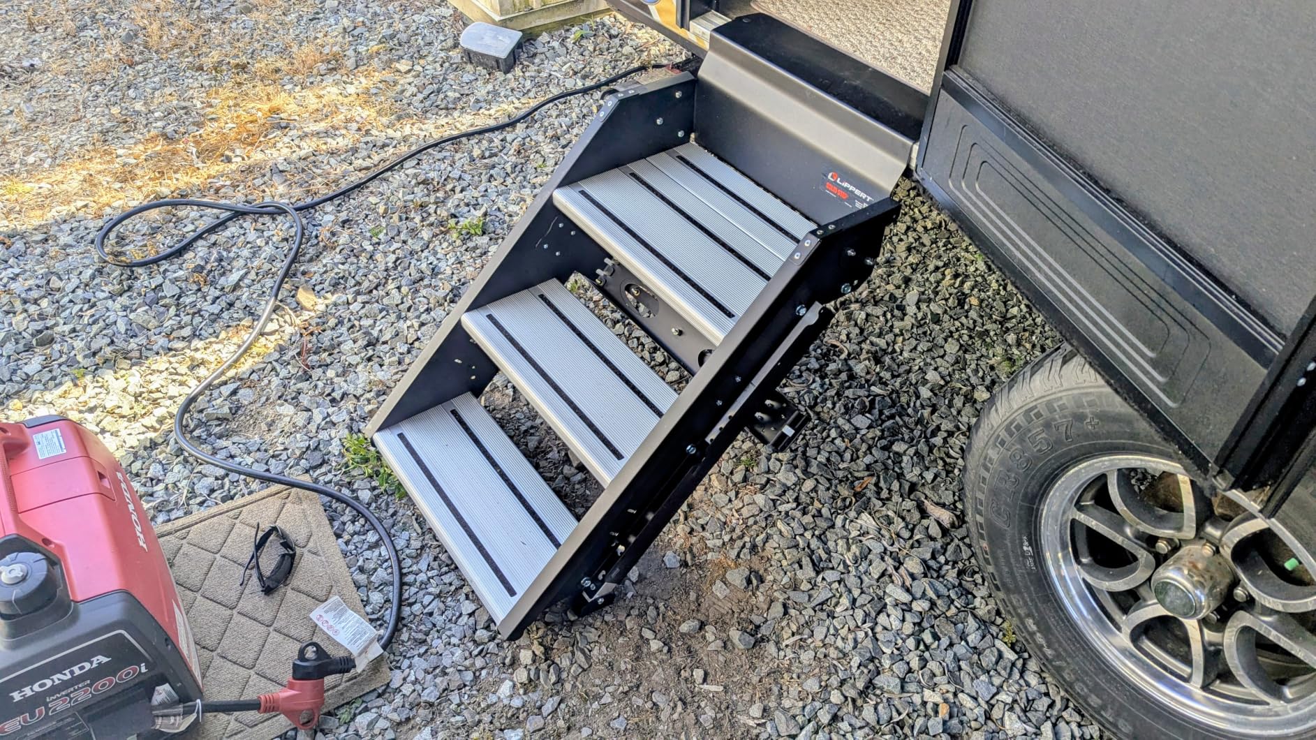 Lippert Components - 791572 Solid Step Triple Step for RV and Travel Trailer Entry Doorway Black 26-inch customer photo 1