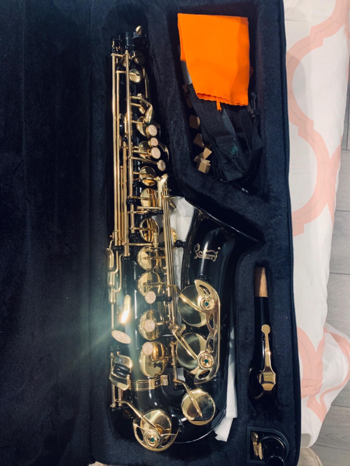 Glarry Student Alto Eb E-flat SAX Saxophone Gold Lacquer SAX Beginners Kit with Case, Reeds, Mouth Piece, Soft Cleaning Cloth and Rod, Gloves customer photo 2