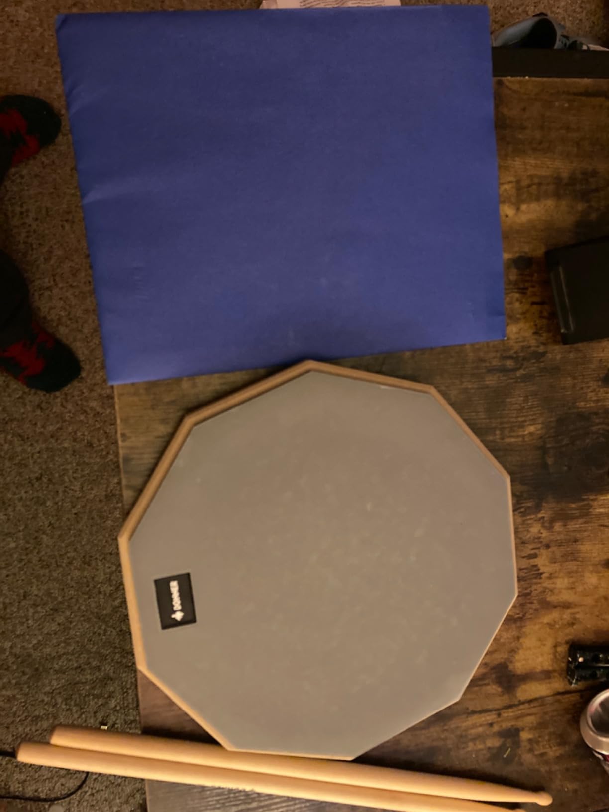 Donner Drum Practice Pad 8 Inches, Silent Practice Drum Pad 2-Sided With Drum Sticks - Blue customer photo 1