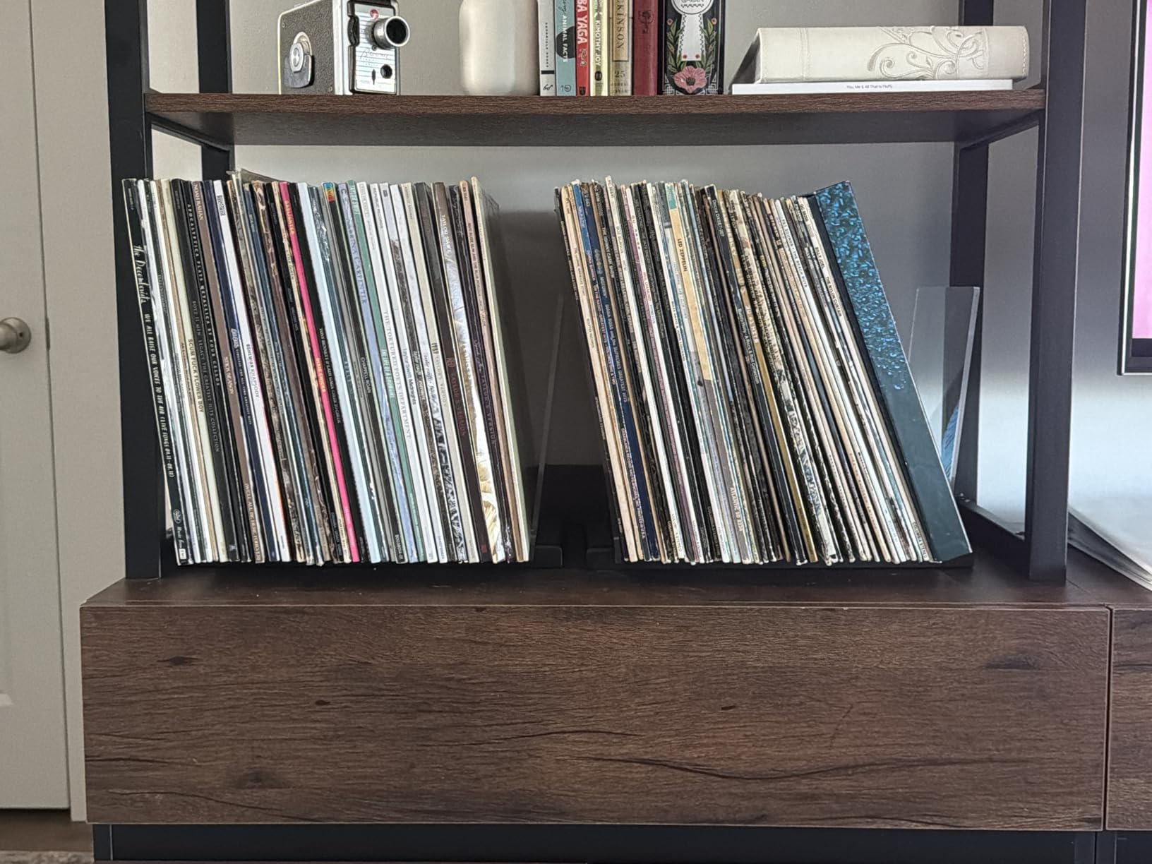 Premium Vinyl Record Storage - a Mid-Century Style Record Holder for Albums, 60-70 LP Capacity - Complements Any Record Player (Brown) customer photo 1