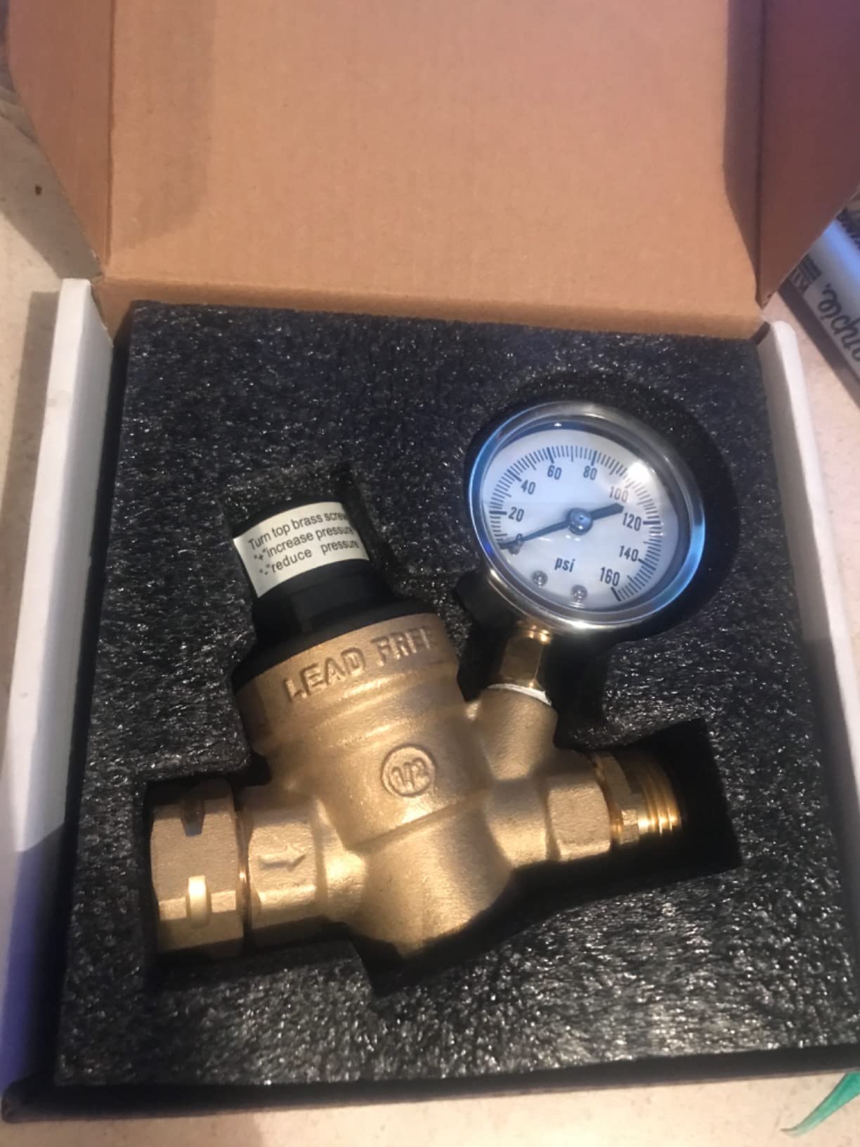 Hourleey Water Pressure Regulator Valve, RV Brass with Gauge and Inlet Screened Filter for Camper Trailer customer photo 2