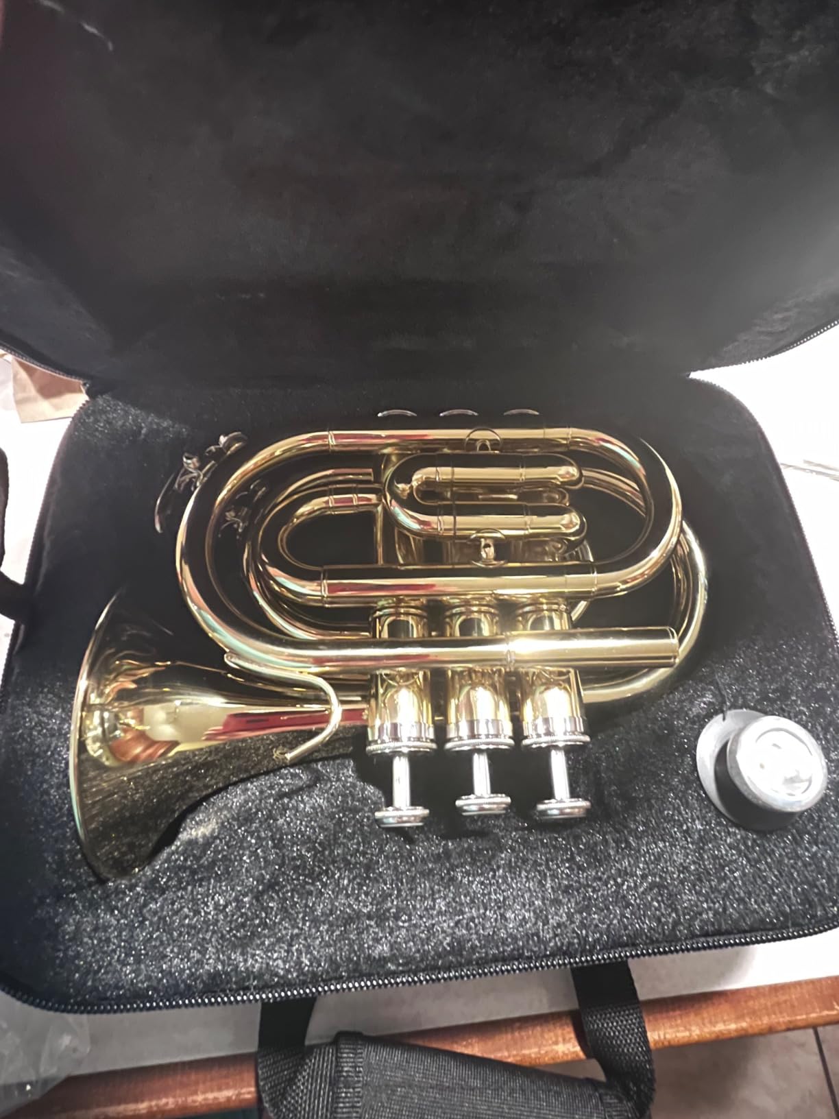 Ashthorpe Bb Brass Pocket Trumpet with Gold Lacquer Finish - Includes Case, Mouthpiece, Gloves, Cleaning Cloth, Valve Oil customer photo 2