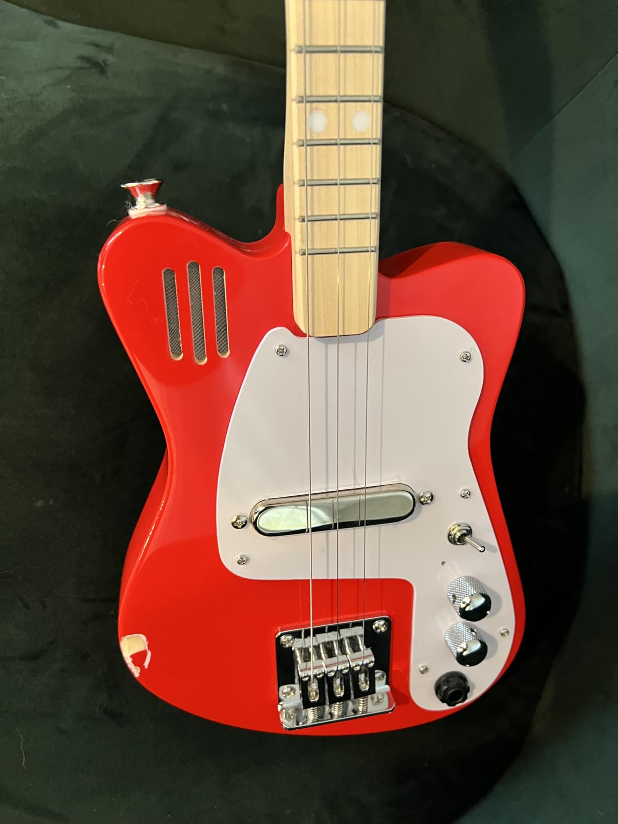 Loog Mini Electric Kids Guitar for Beginners Built-in Amp Ages 3+ Learning App and Lessons Included Red customer photo 1