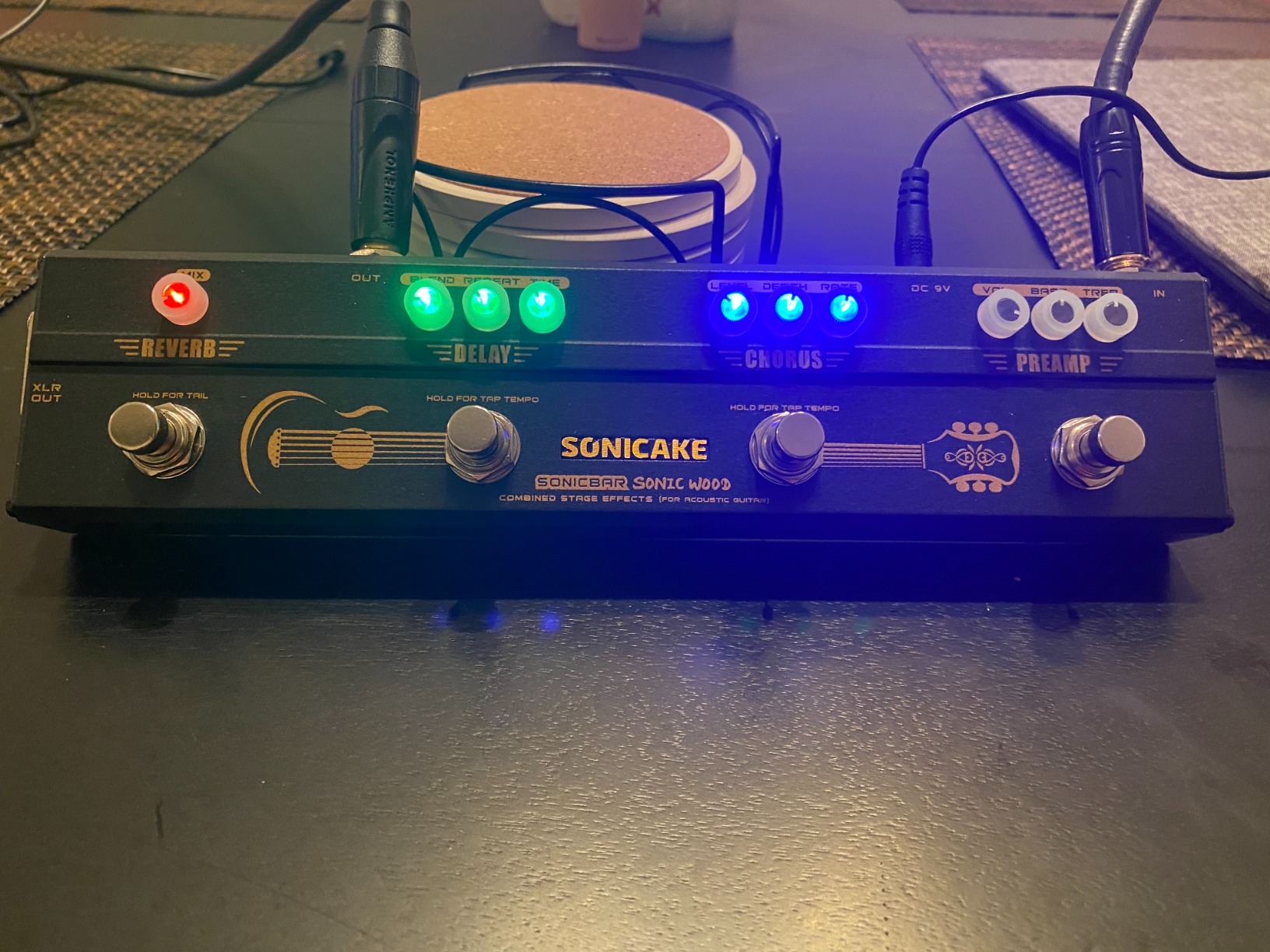 SONICAKE Acoustic Pedal Guitar Effect Multi Effects Preamp Chorus Delay Reverb Acoustic Guitar Pedal Sonic Wood with XLR Output customer photo 1