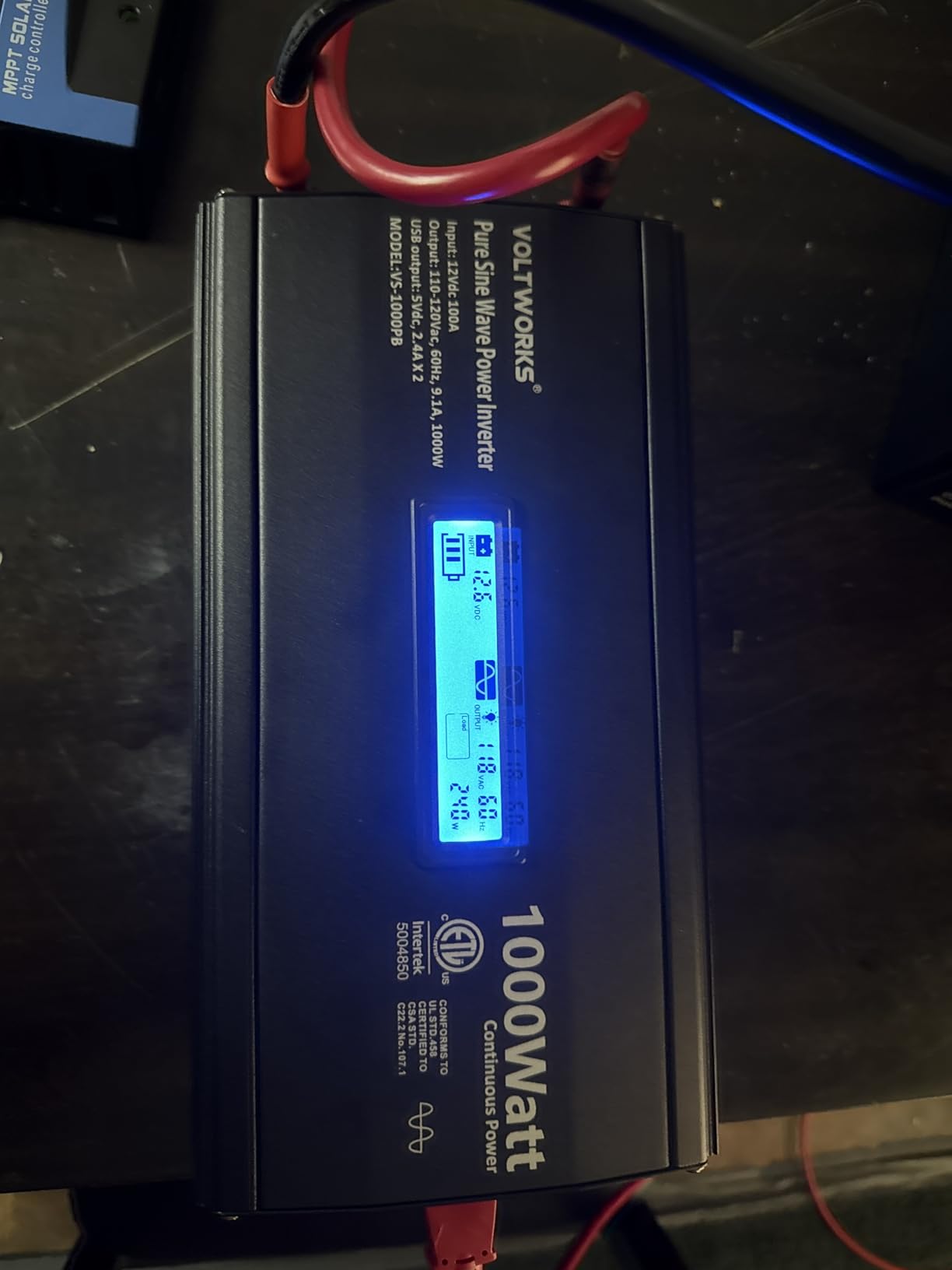 1000 Watt Pure Sine Wave Power Inverter ETL UL458 12V DC to 110V 120V AC, Inverter For Home RV Truck Off-Grid Solar Compatible with Lithium Battery with LCD Display, 3 Years Warranty by VOLTWORKS customer photo 1