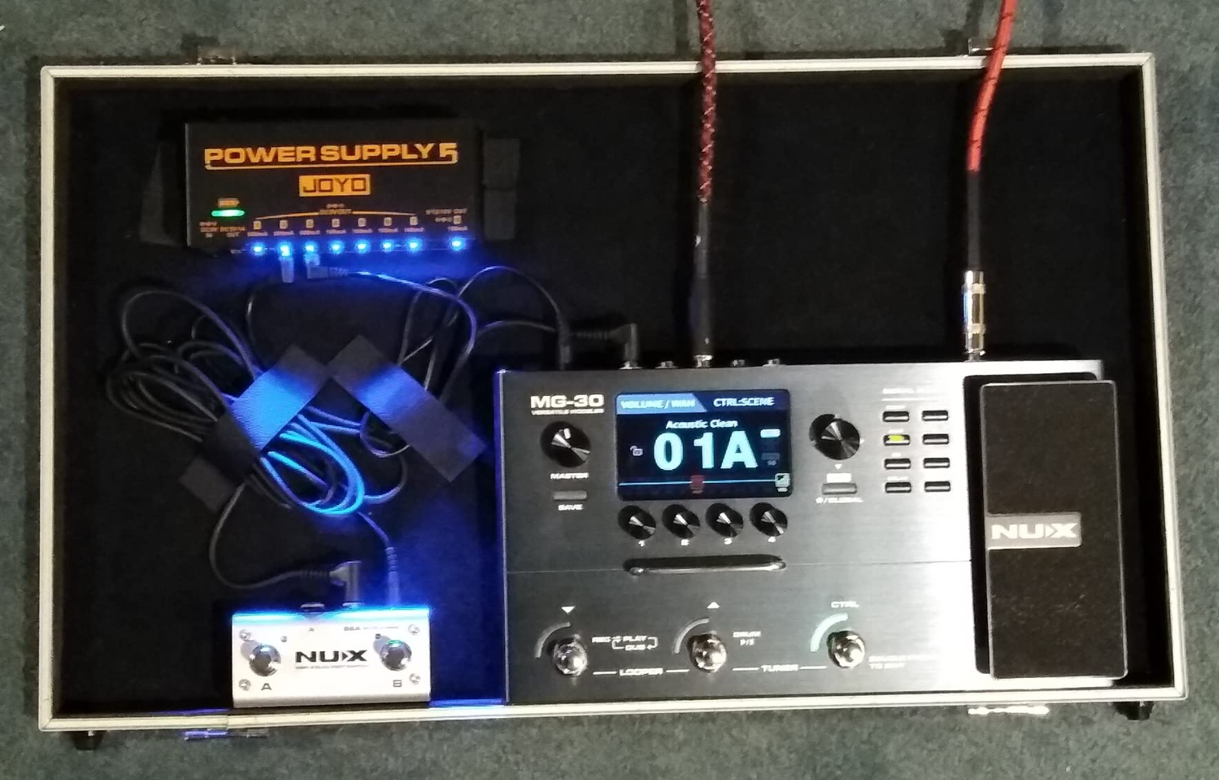 NUX MG-30 Guitar Multi-Effects Pedal Guitar/Bass/Acoustic Amp Modeling Processor, IR Loader, White-Box Algorithm, EFX Routing, 4'' Color LCD customer photo 1