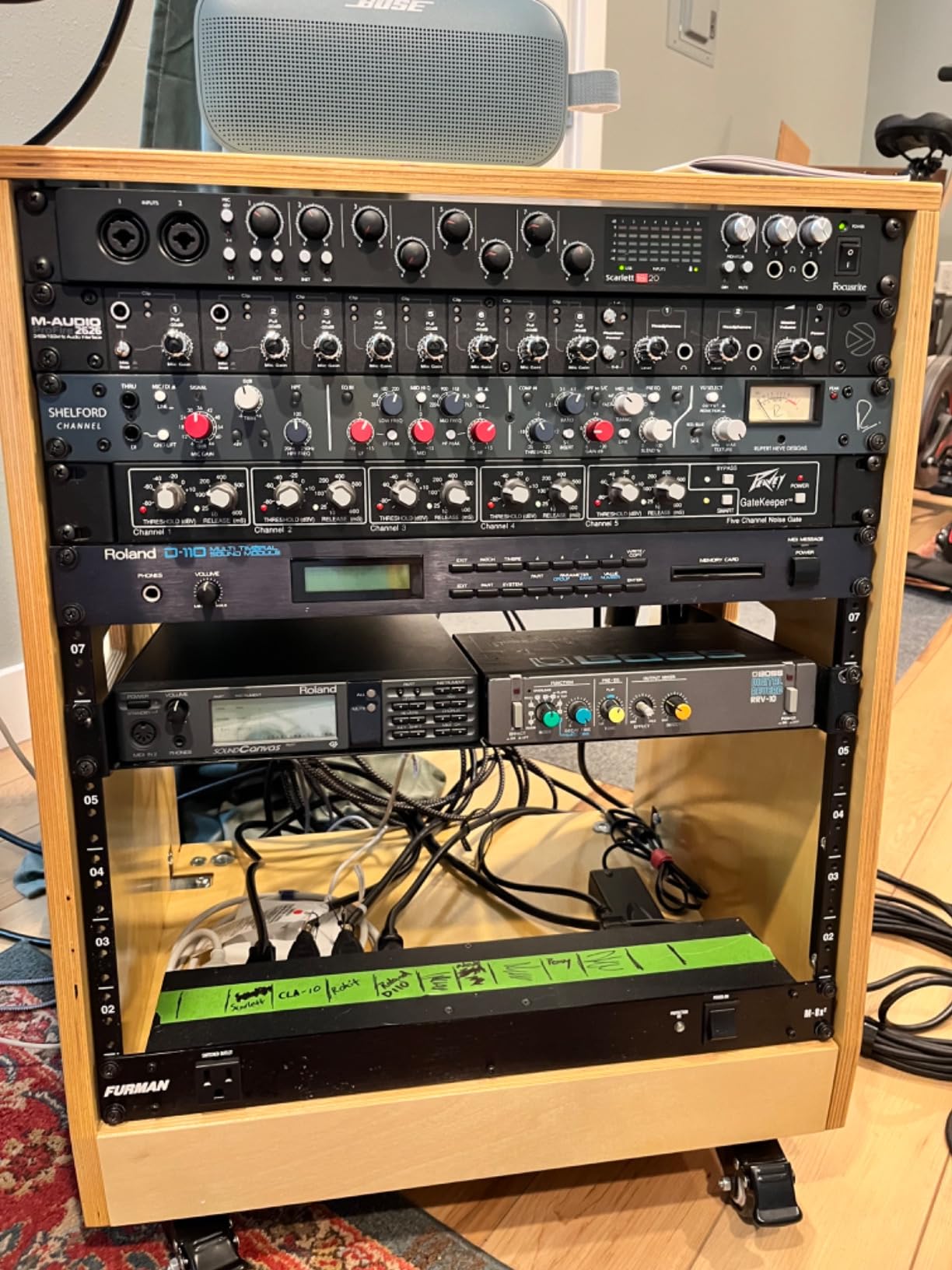 Sound Town DIY Solid Baltic Birch Plywood Slanted 12U Studio Rack, Weathered Brown, Rubber Feet, Casters (SDRK-12TB) customer photo 1