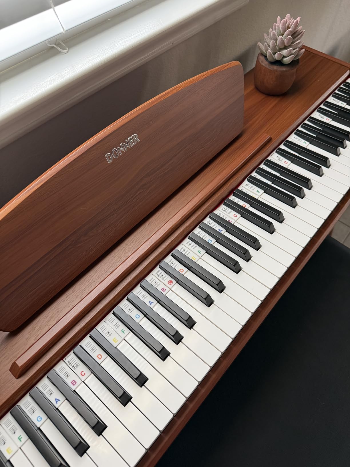 Donner DDP-80 Digital Piano 88 Key Weighted Keyboard, Full-size Electric Piano for Beginners, with Sheet Music Stand, Triple Pedal, Power Adapter, Supports USB-MIDI Connecting, Retro Wood Color customer photo 2