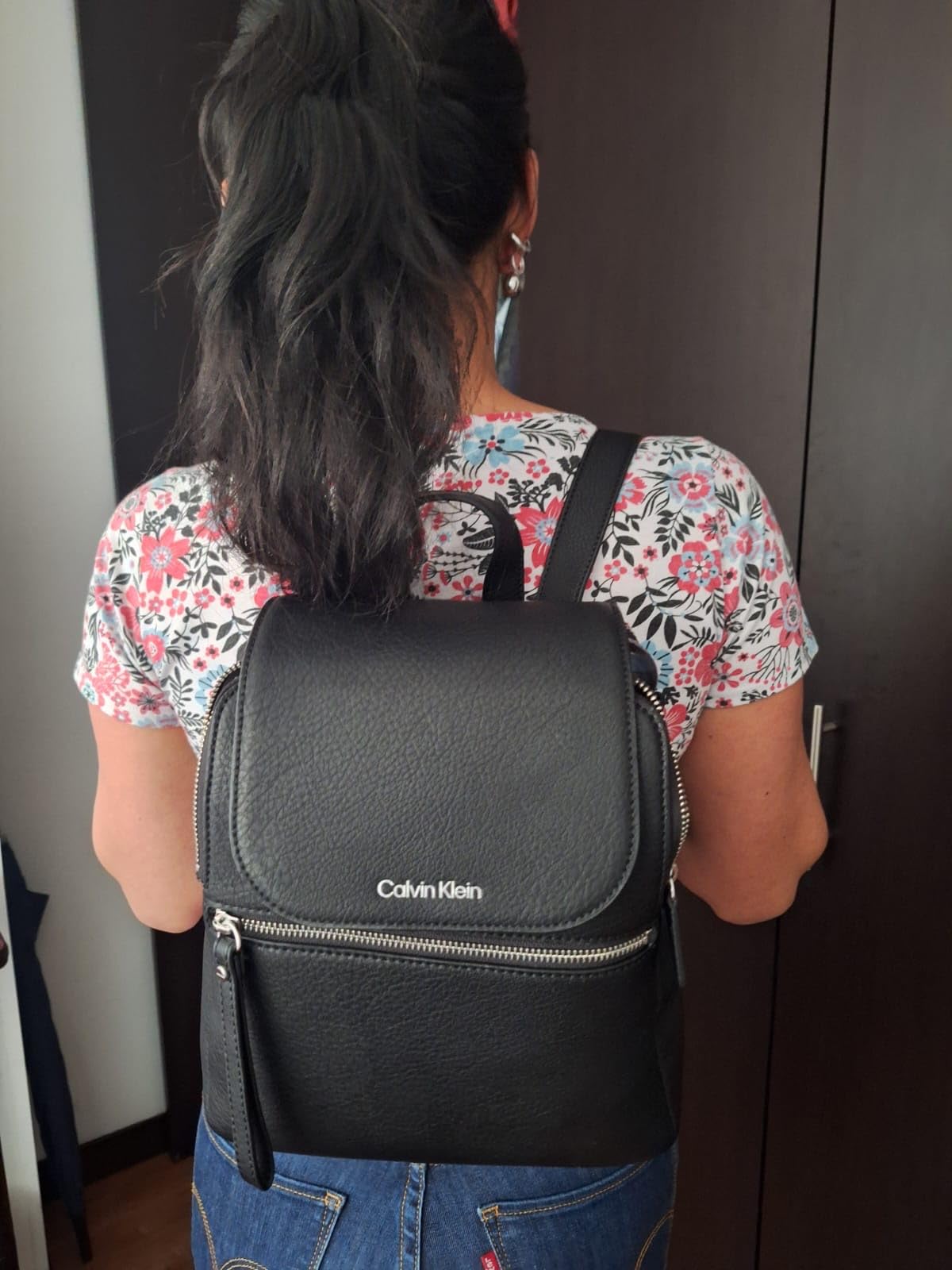Calvin Klein Elaine Bubble Lamb Novelty Key Item Flap Backpack customer photo 1