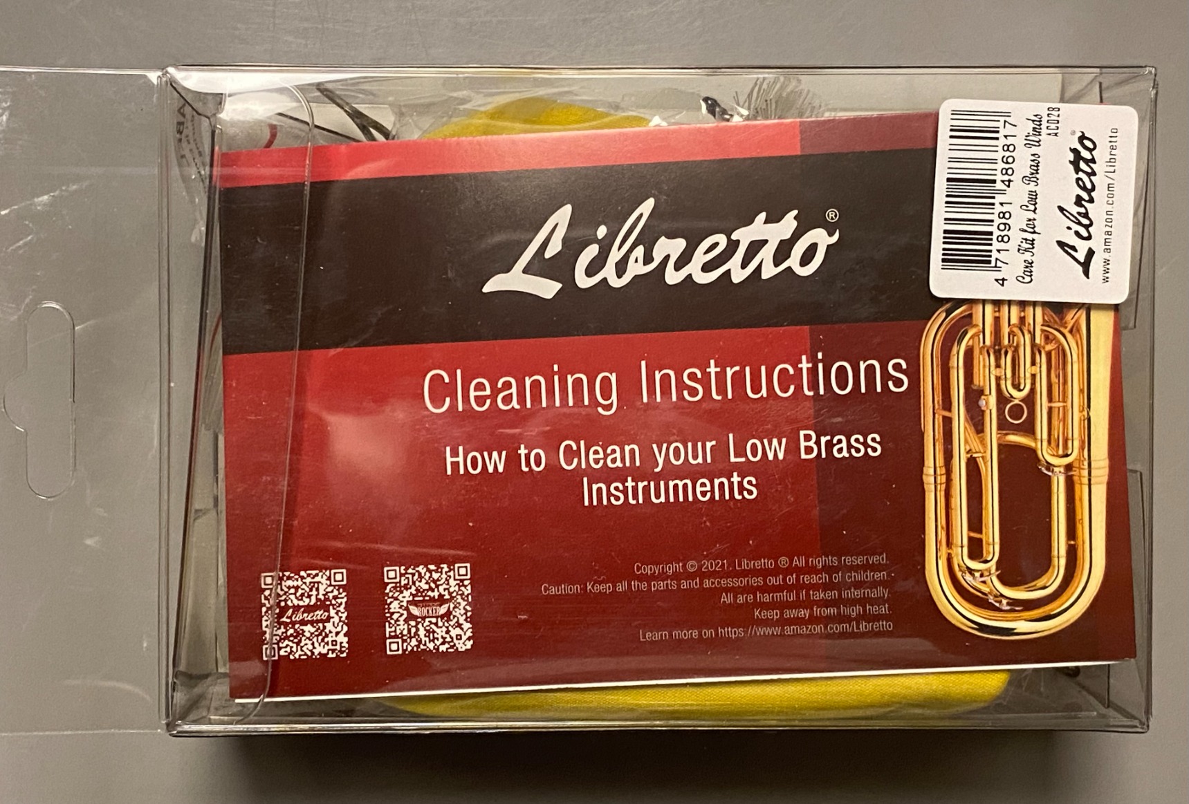 Libretto Low Brass ALL-INCLUSIVE Cleaning Kit with Instructions: Valve Oil + Slide Grease + Cleaning Cloth + Mouthpiece/Valve/Bore Brushes for Tuba, Euphonium, Baritone, Sousaphone customer photo 1