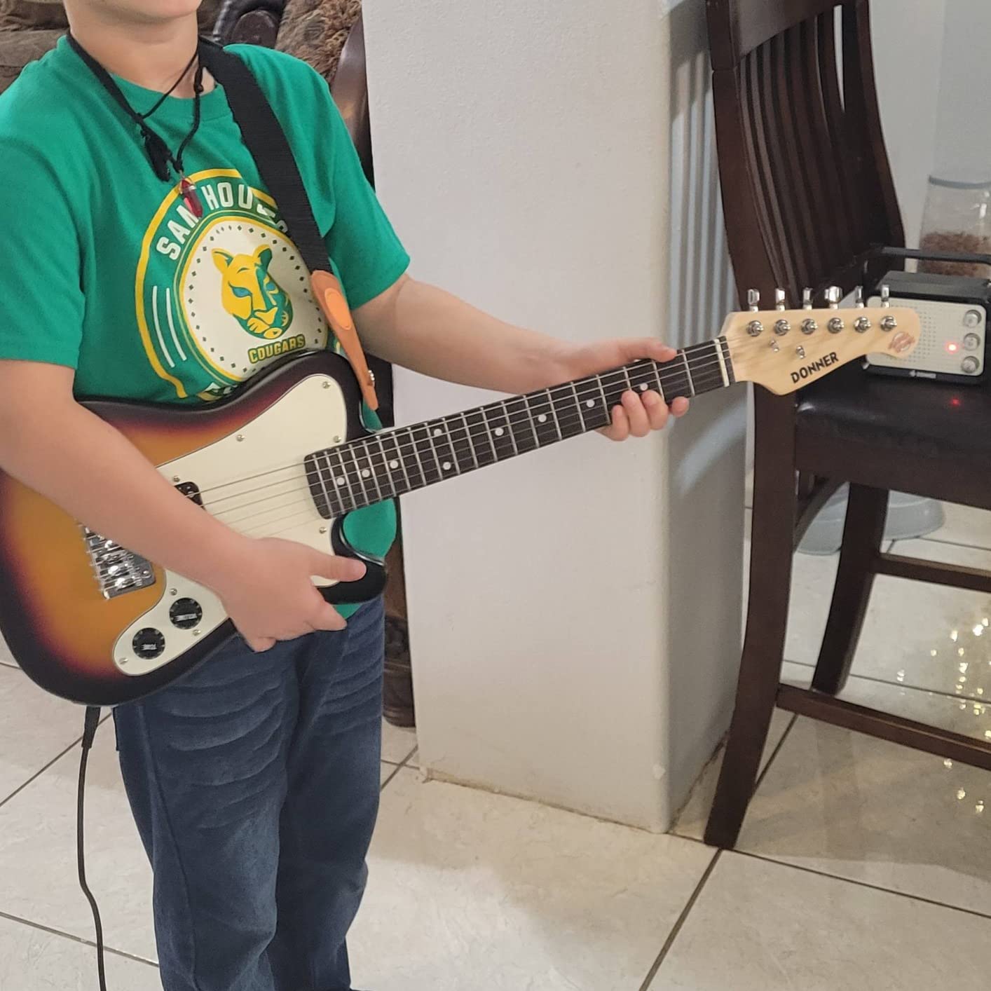Donner 30 Inch Kids Electric Guitar Beginner Kit TL Style Mini Electric Guitar for Kids with Amp, 600D Bag, Tuner, Picks, Cable, Strap and Extra Strings, DTJ-100S, Sunburst customer photo 1