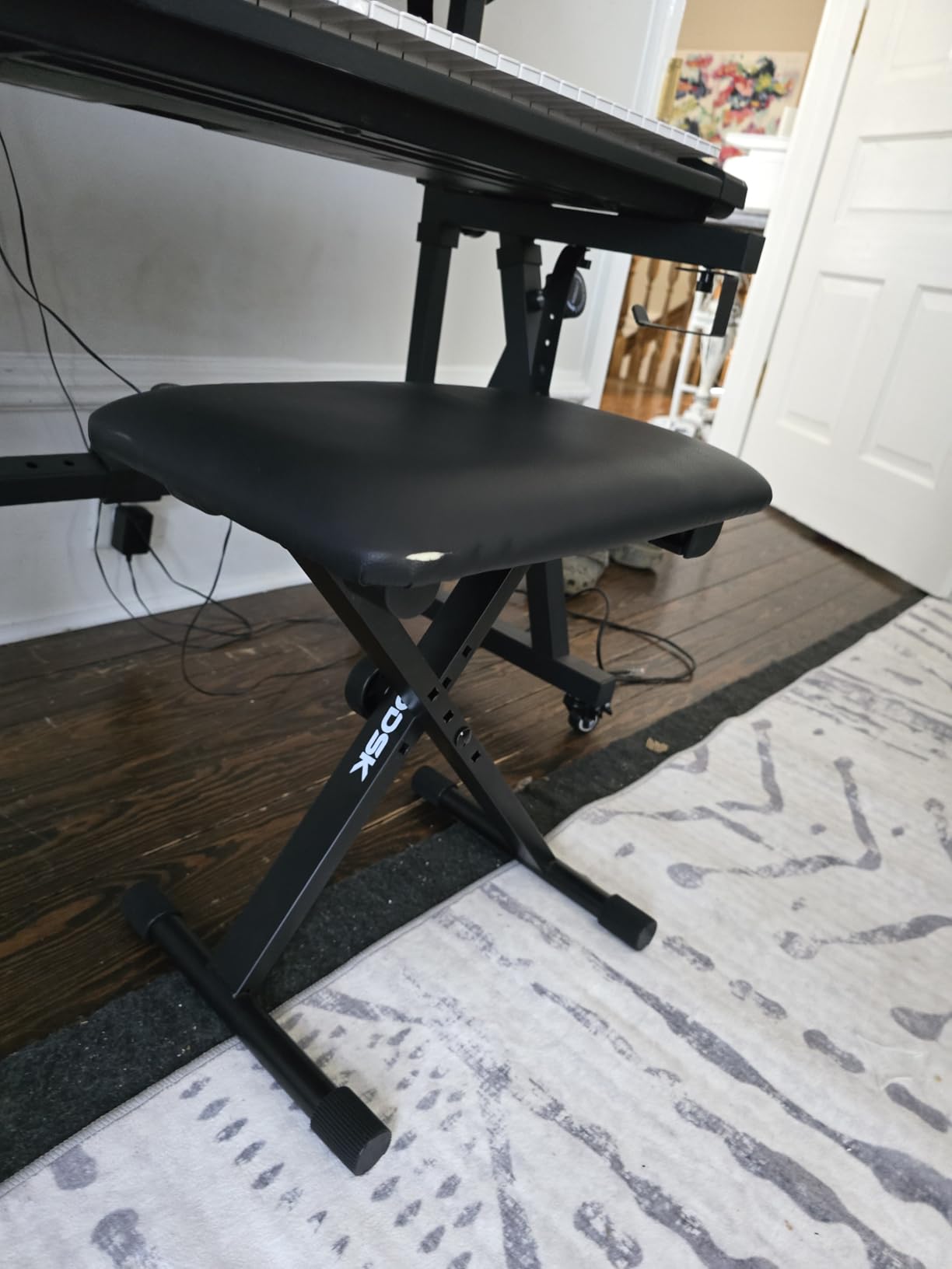 AODSK Keyboard Bench X-Style Cushion Padded,Piano Bench Adjustable Collapsible Stool Chair Seat,Flame Retardant Cotton,Non-Skid Design customer photo 1