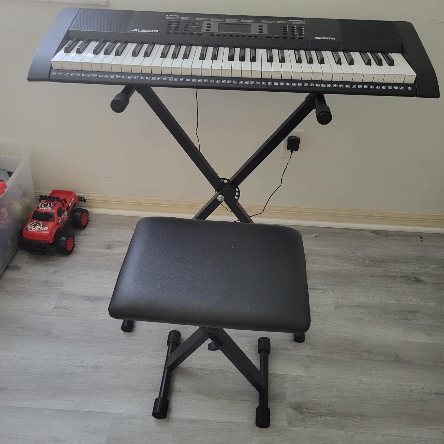 AODSK Keyboard Bench X-Style Cushion Padded,Piano Bench Adjustable Collapsible Stool Chair Seat,Flame Retardant Cotton,Non-Skid Design customer photo 2